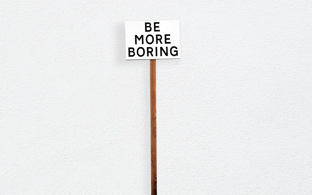 Be More Boring. Marine ply (A4), paint, wood (100x5x3cm). 2020