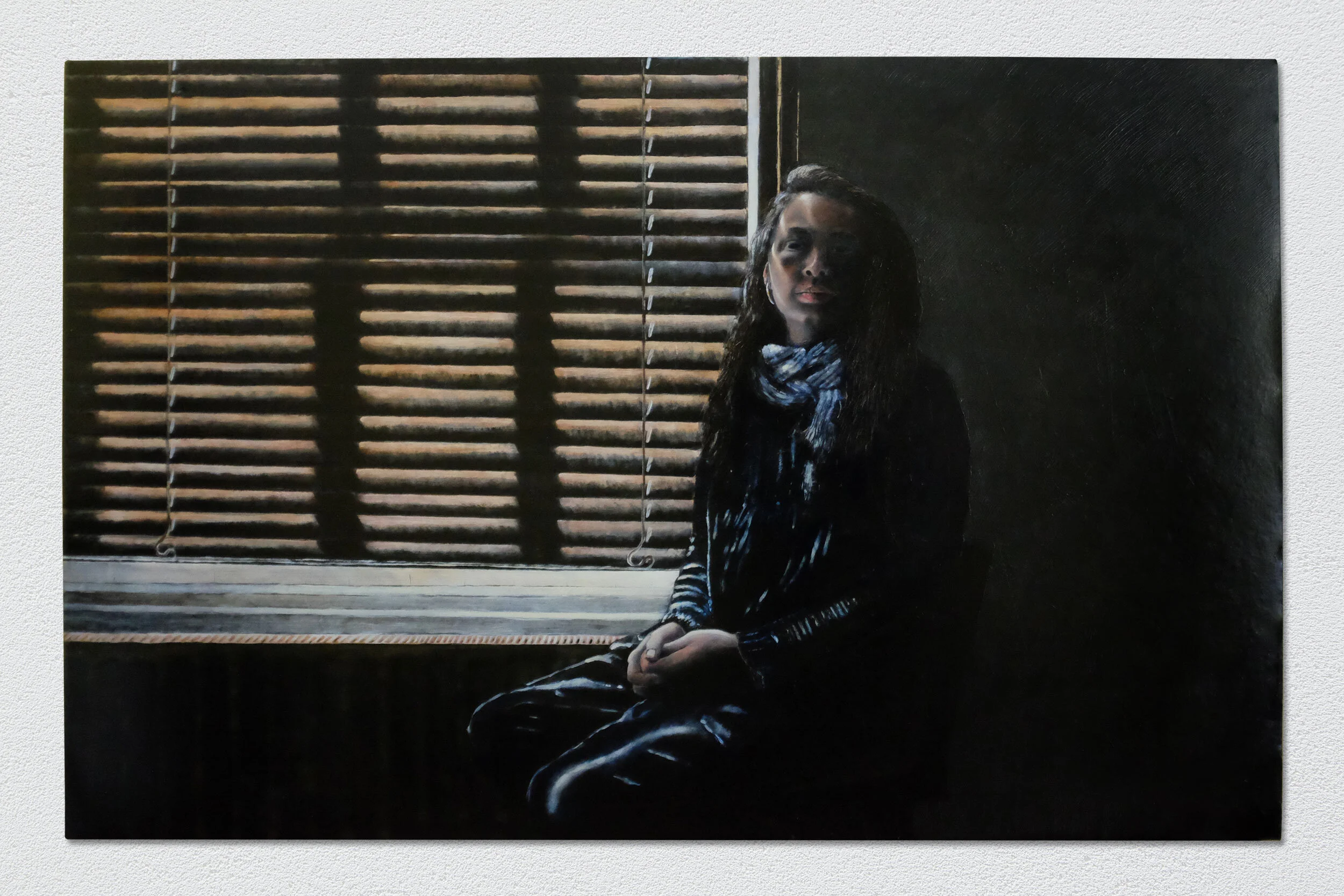 A light in The Room. Acylic and varnish on board. 90 x 59.5cm. 2021.