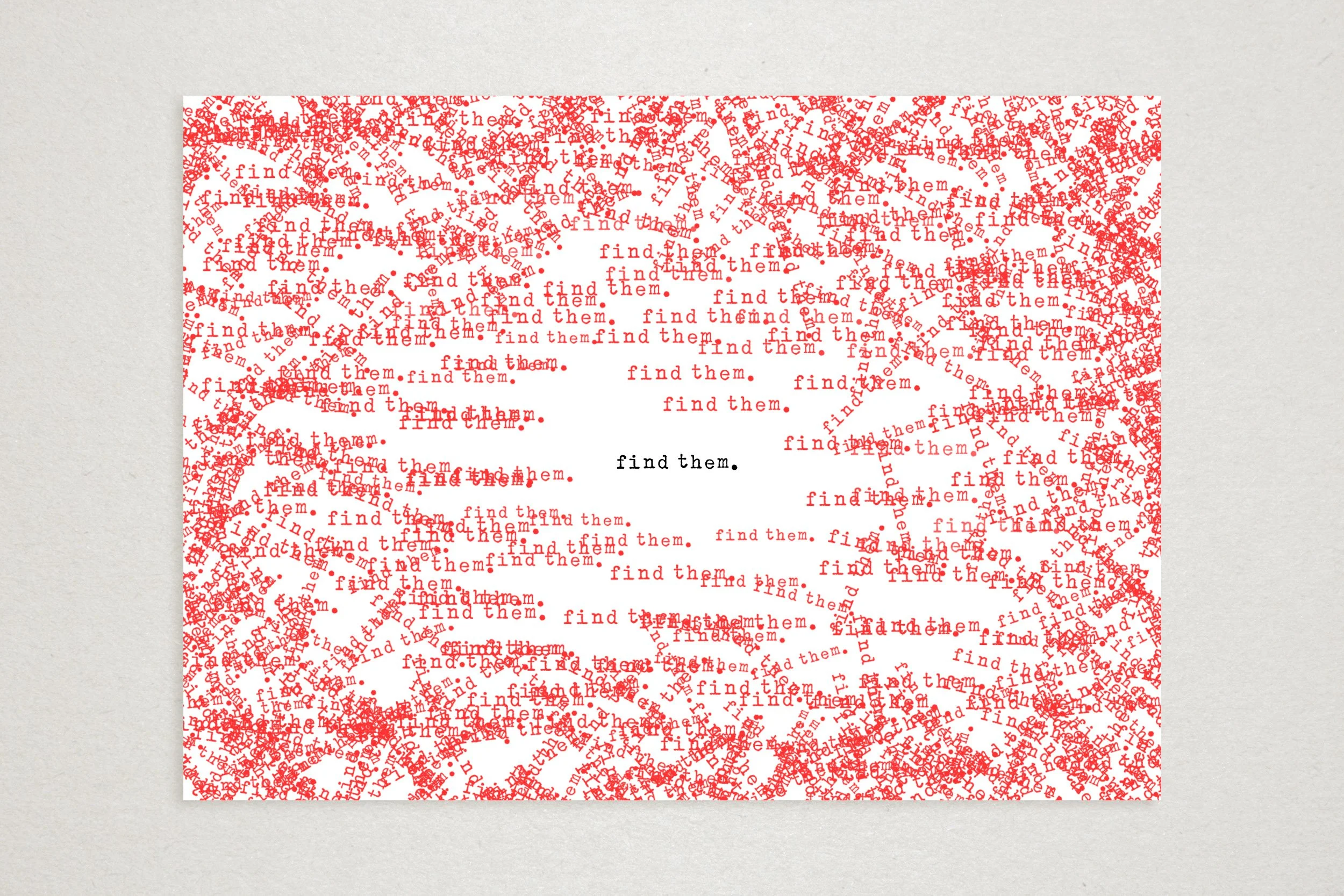 Find Them. A6 postcard by Graeme Walker