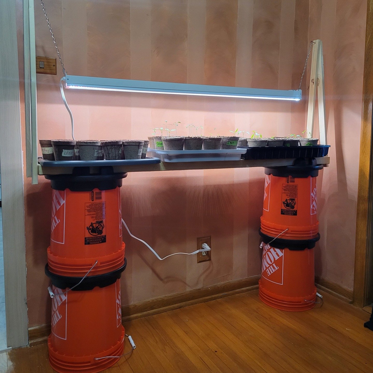 Need a place to start your plant seeds this Spring?
Bucket Builder is a great way to turn some buckets + 2x4s into a temporary seed starting table. No tools needed, just snap everything together!