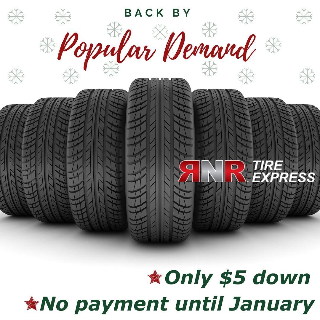 Get a new set TIRES OR WHEELS for just $5 down and NO PAYMENTS until January! Take advantage of our holiday sale and give the gift of new tires and wheels to yourself! no credit check or interest rates with us, ask us how! #holidaysale 
.
.
.
.
.
.
.