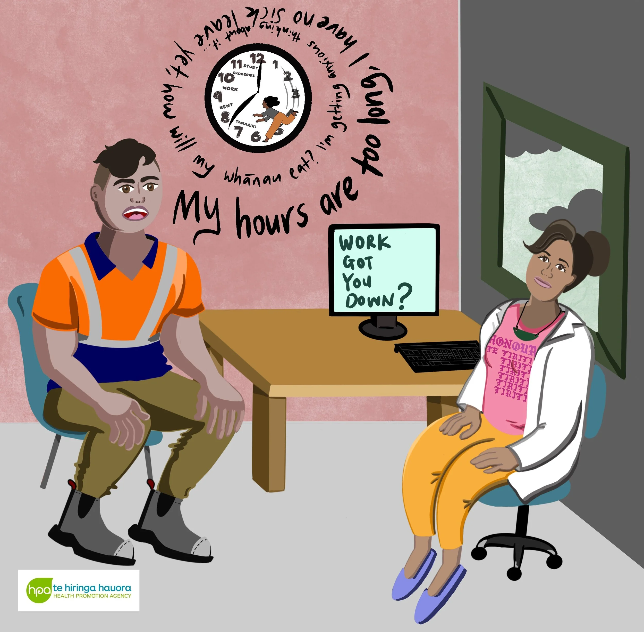 Lots of our whānau experience work or
resource-related distress. We do hard mahi and this can impact mental wellbeing.