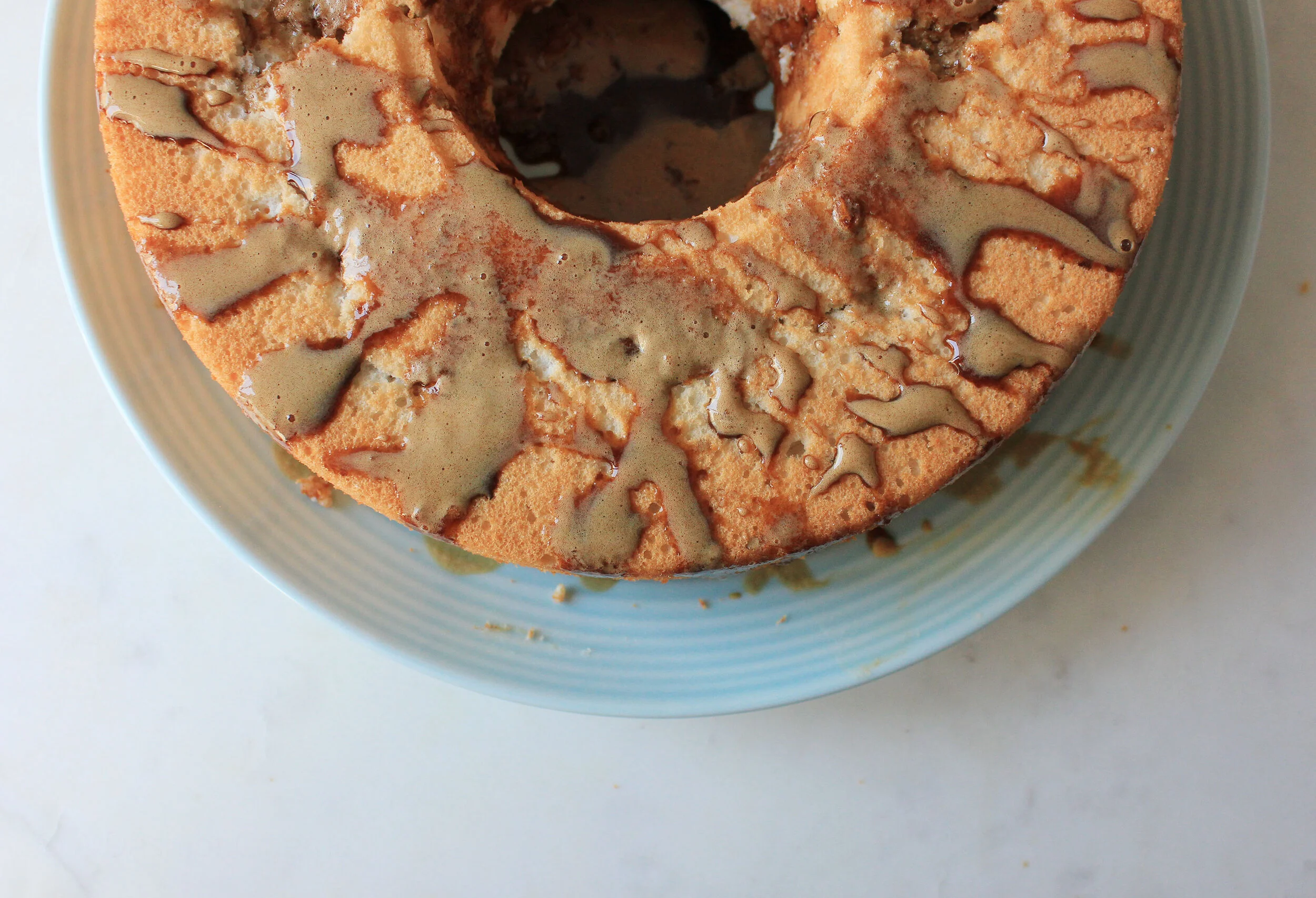 Vanilla Angel Cake with Cinnamon Coffee Drizzle &amp; GROUNDHOG DAY