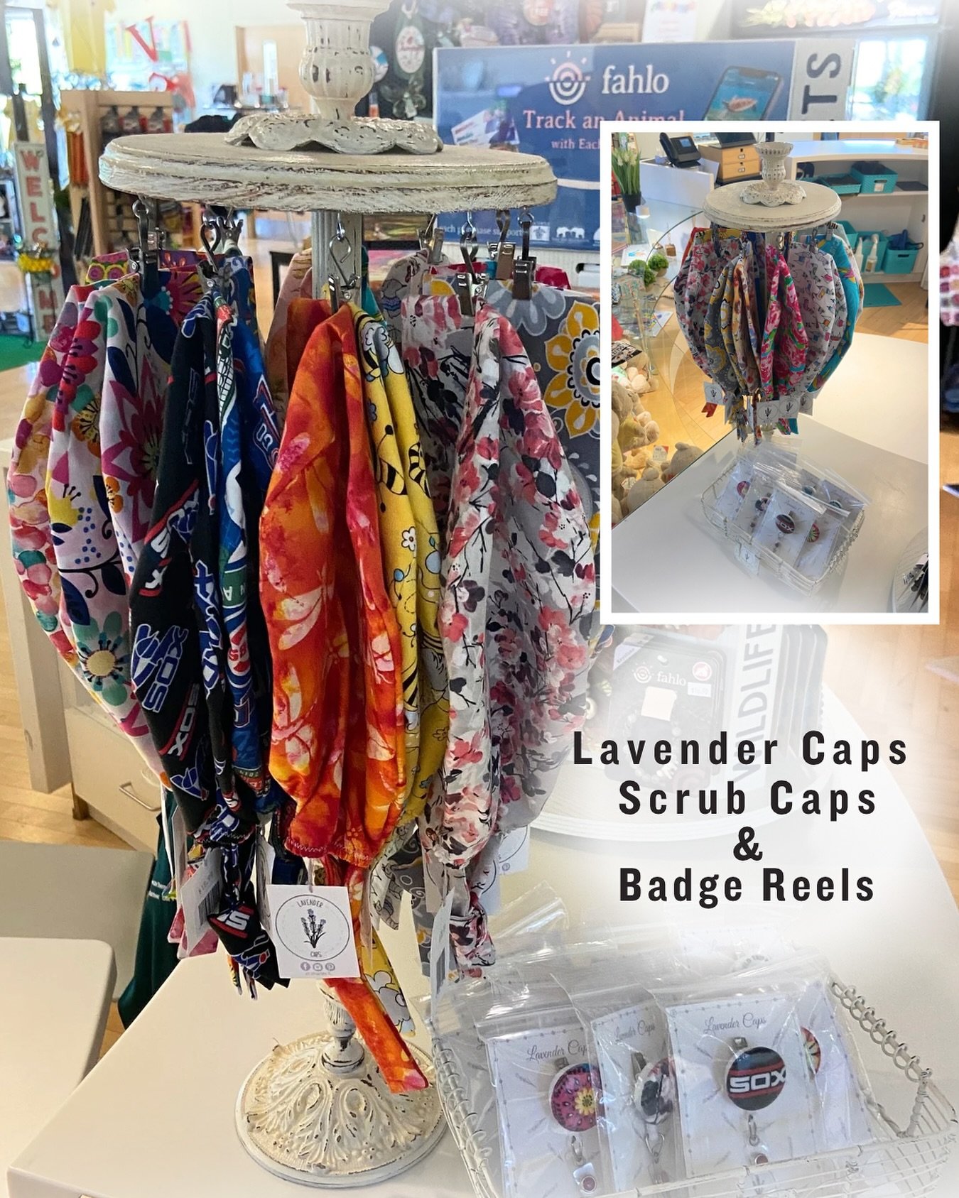 Lavender Caps Scrub Caps and Badge Reels Summer Restock! 
@shermaninspiregiftshop is an adorable shop that has so many gift items - something for everyone 
💜
Lavender Caps can be found at Inspire Boutique, Elgin Illinois or on our website
.
.
.
#nur