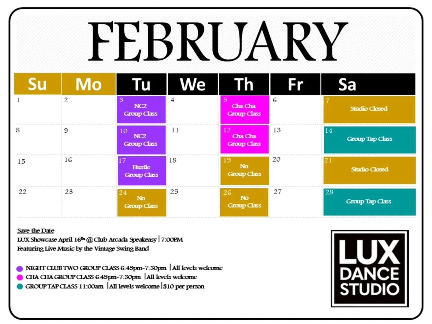 #betterlatethennever #february #calendar #luxdancers #trysomethingnew