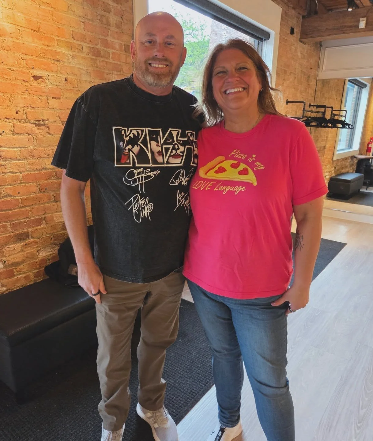 When your awesome clients, Norm and Tina, dress to impress for their dance lesson. Two of my favorite things! KISS and pizza!!! Truly made my day!

#KISS #pizza #luxdancers #dressedtoimpress #itsgoingtobeagreatday