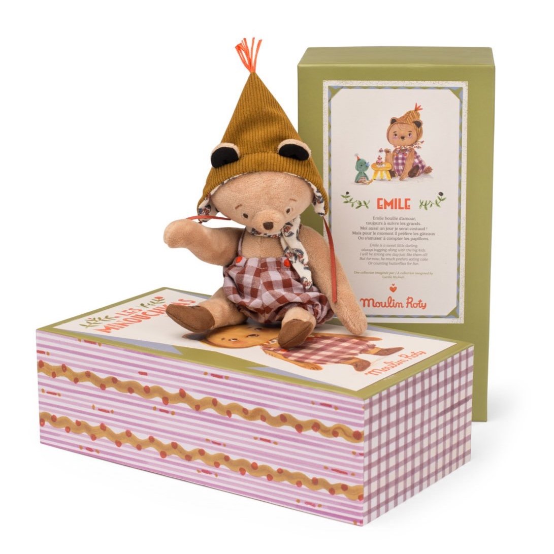moulin roty les minouchkas emile bear sat on box