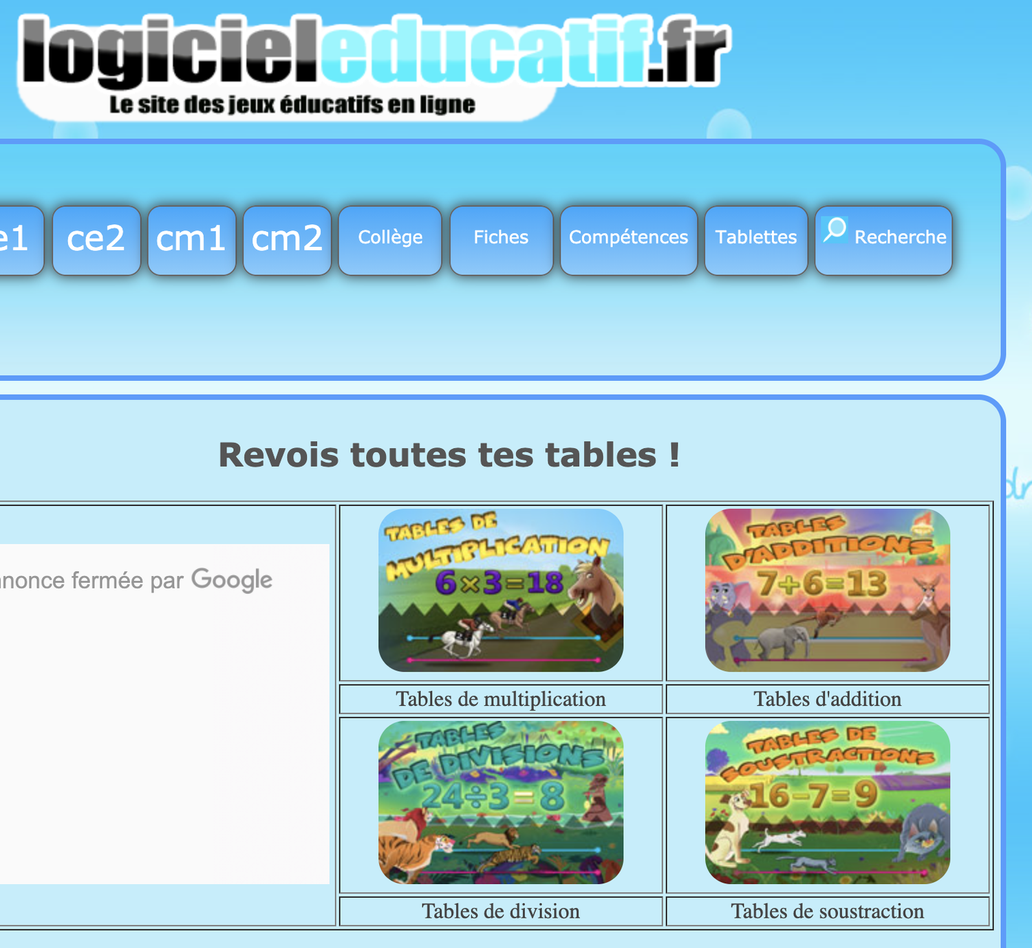 Http Www Logicieleducatif Fr Math Calcul Tables Addition Php