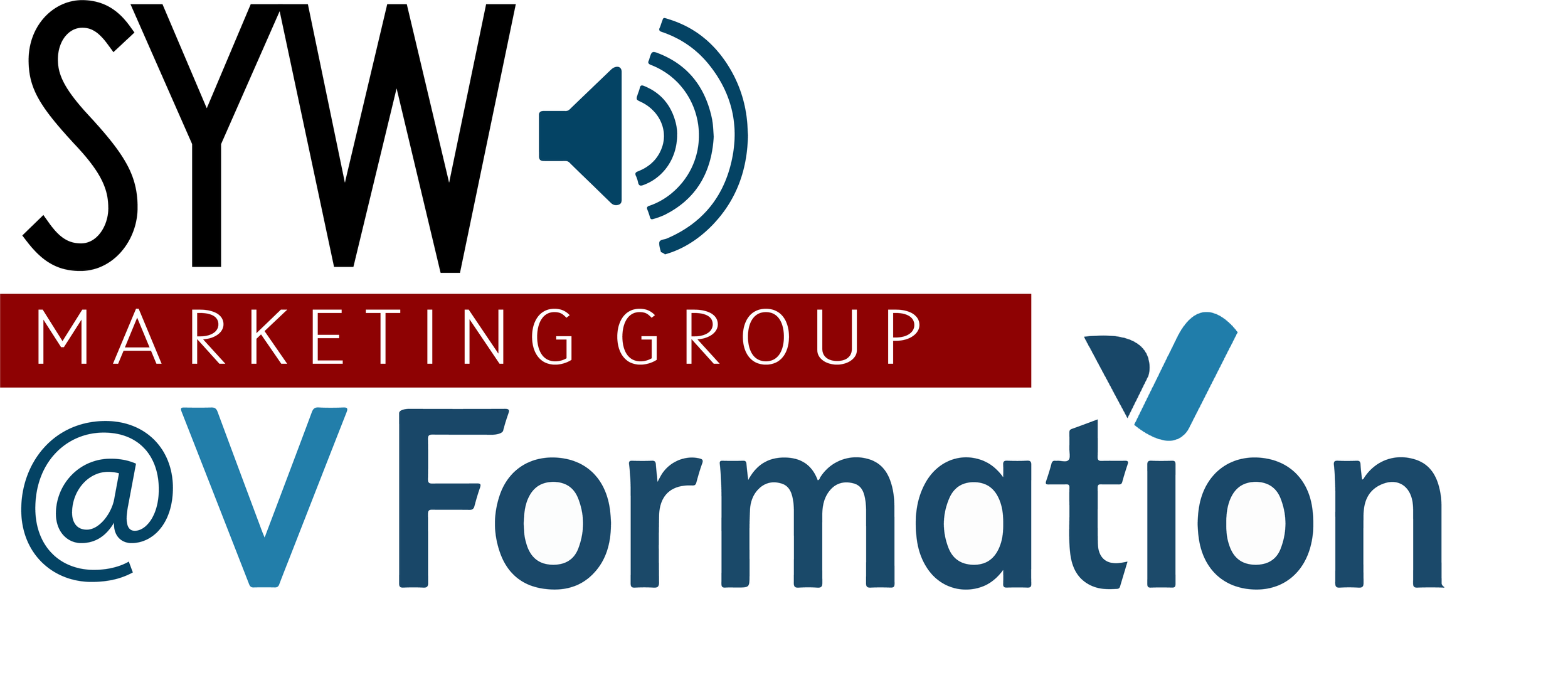 Logo of SJW Marketing Group, featuring large black and blue text and a red banner with white text reading 'Marketing Group'.