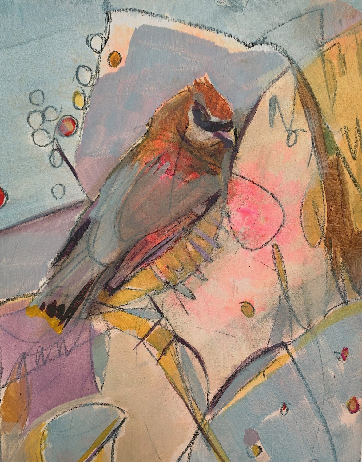 Cedar Waxwing | Acrylic and Charcoal on Paper | 10 x 8" | sold