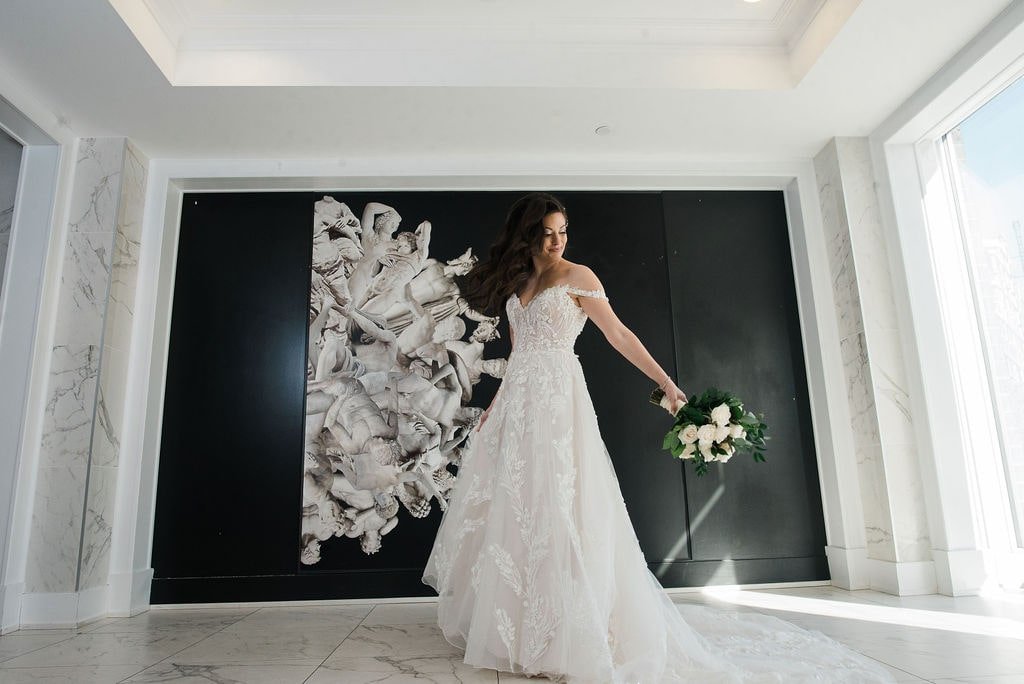 Toronto bride in lace wedding dress
