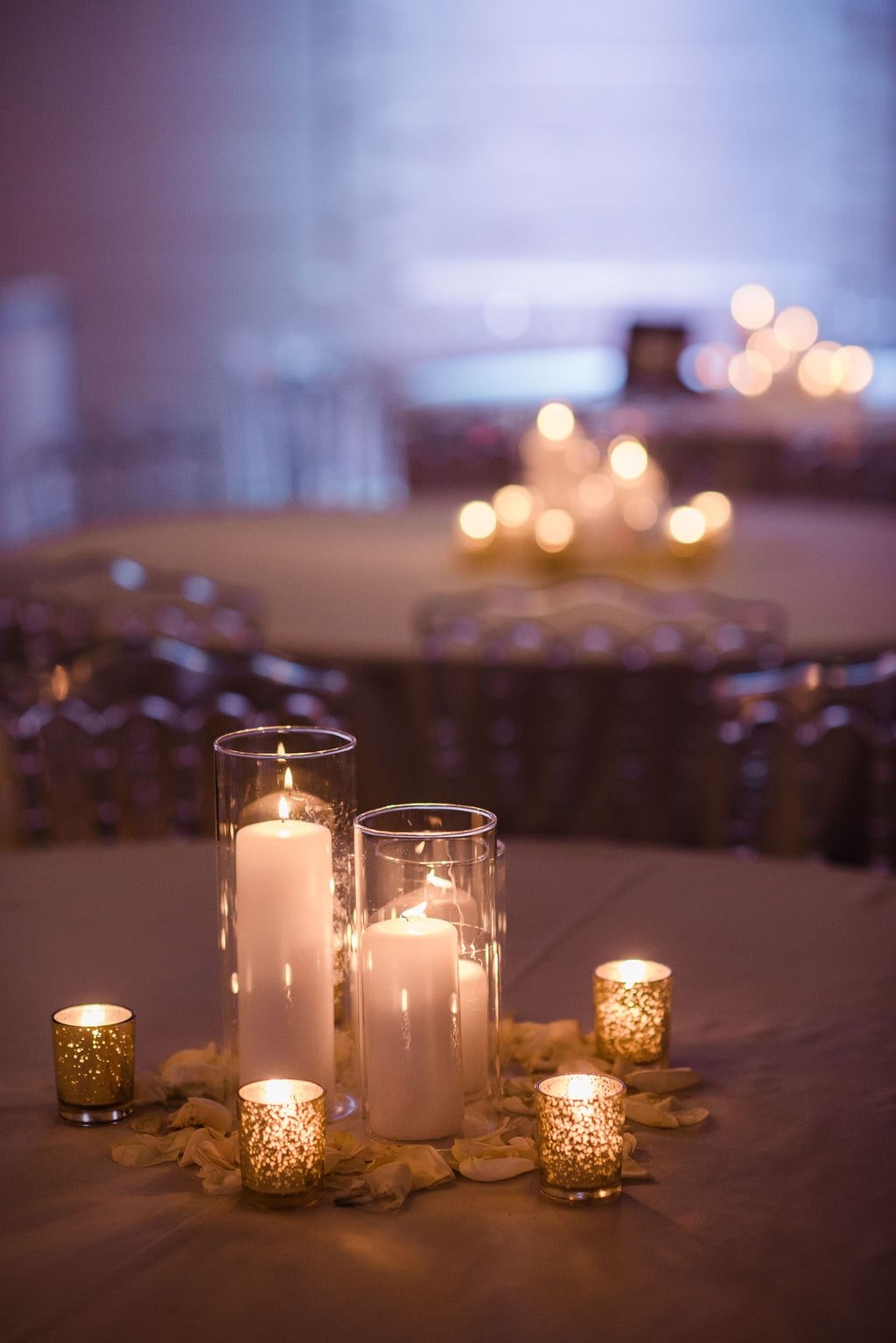 Simple candle wedding centrepieces 
