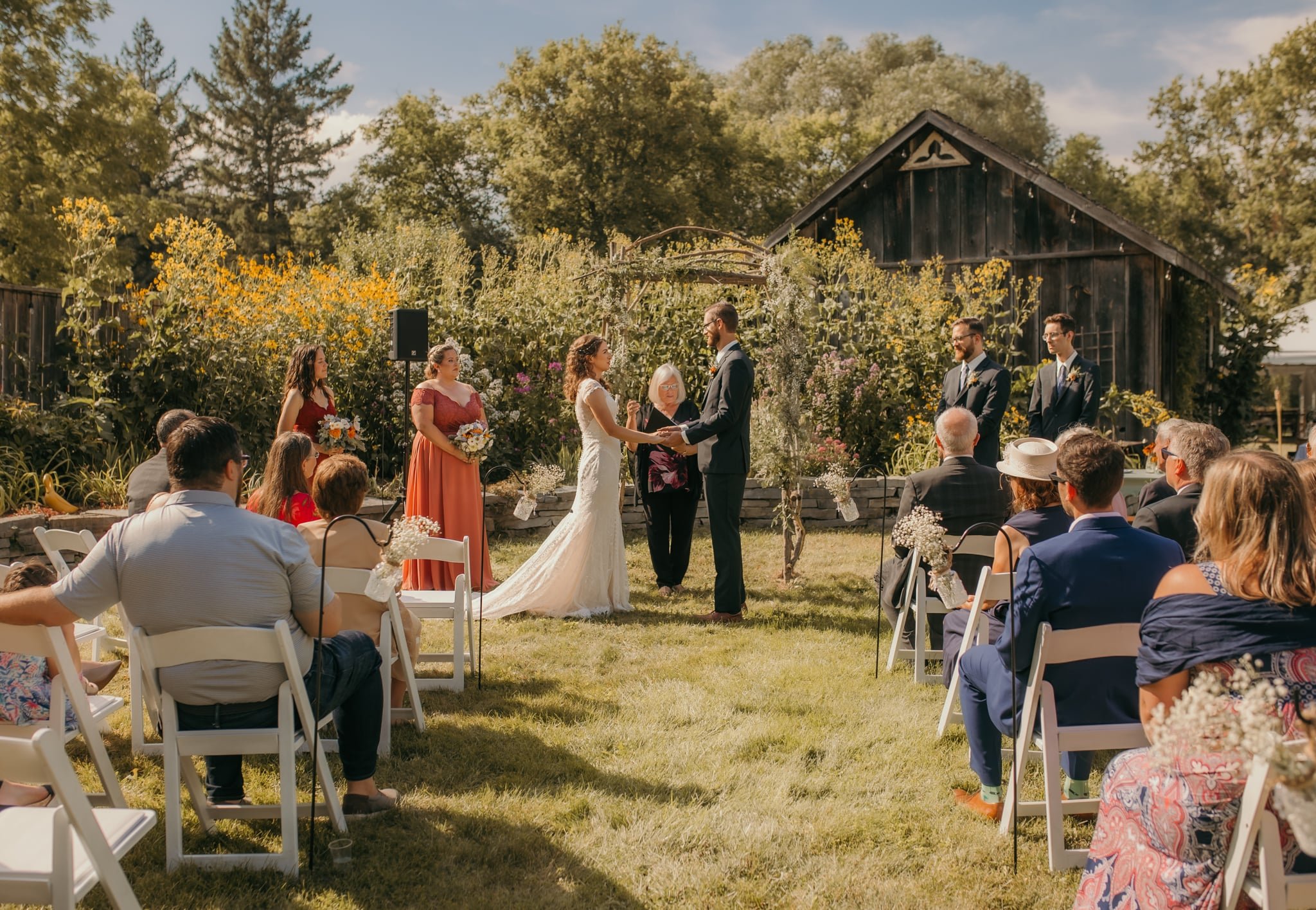 Backyard wedding ceremony in Ontario