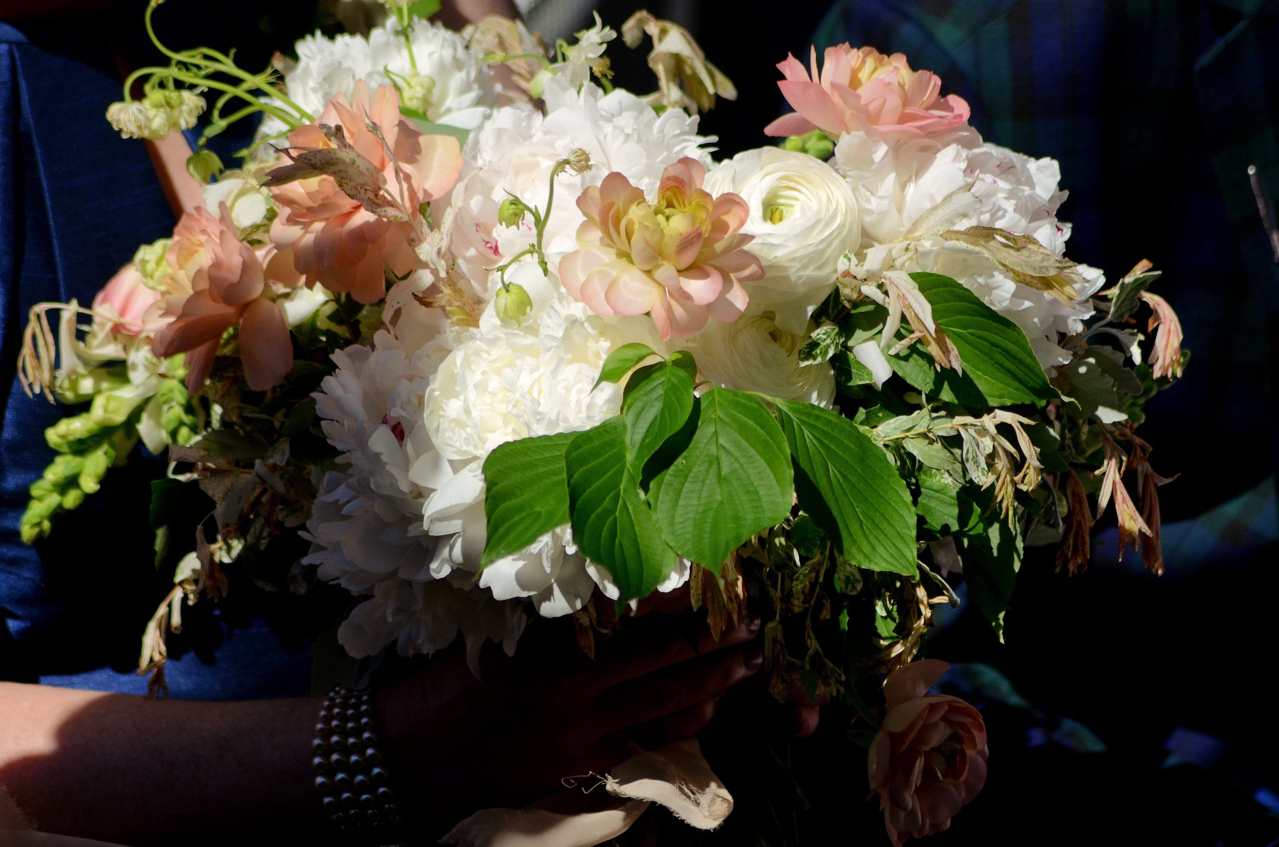 White and pink bridal bouquet 