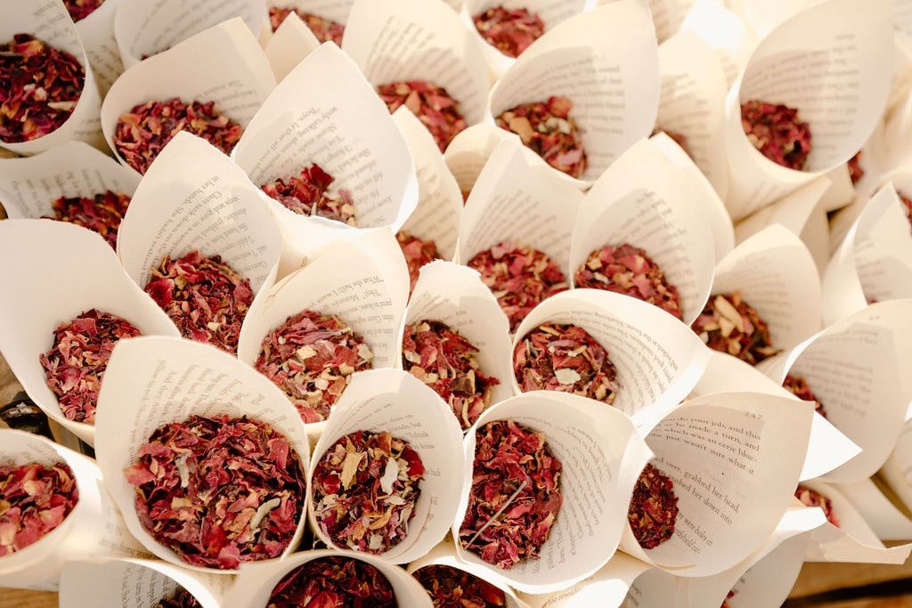 dried flower petals in cones