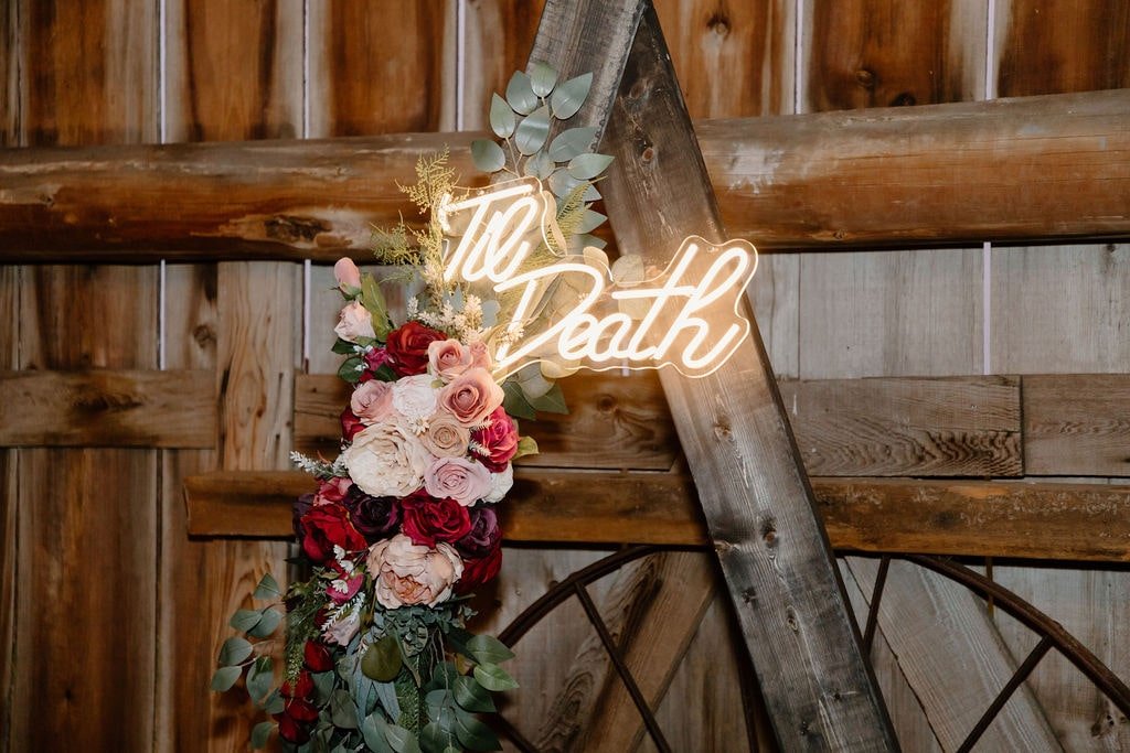 Neon till death sign