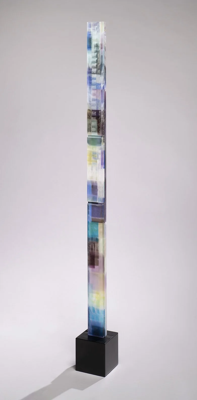 Spire 15 SOLD (72”H x 3 1/2”W x 1 3/4”D) set in a blackened steel base (6”H x 6"W x 6”D)