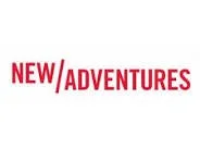 Text that reads 'NEW/ADVENTURES' in red on a white background.
