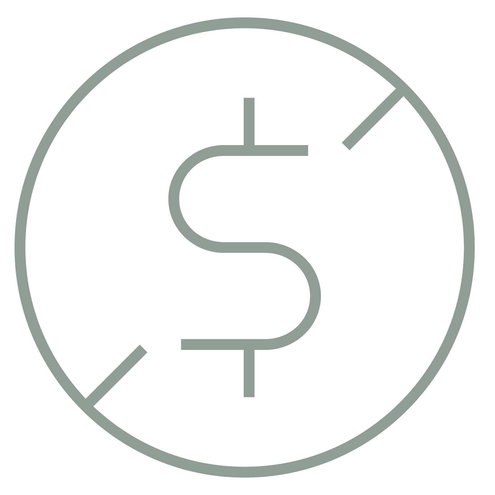 A black icon of a dollar sign inside a gray circle, indicating finance or money.
