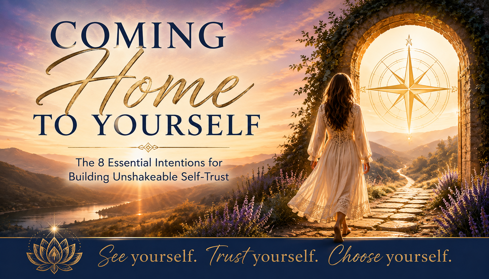 Coming Home to Yourself guides you through 8 Essential Intentions for building unshakeable self-trust. You'll strengthen your self-worth, become more open to receiving, trust yourself through uncertainty, release the need to control outcomes, recogni
