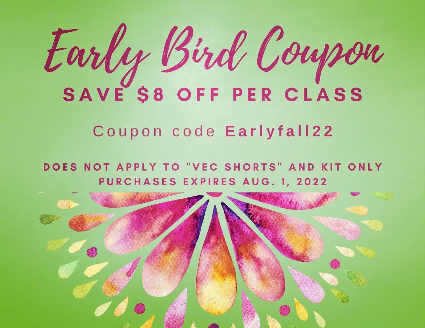 Use code Earlyfall22 for $8 off all classes on virtually evercrafting. See the link in bio and comments