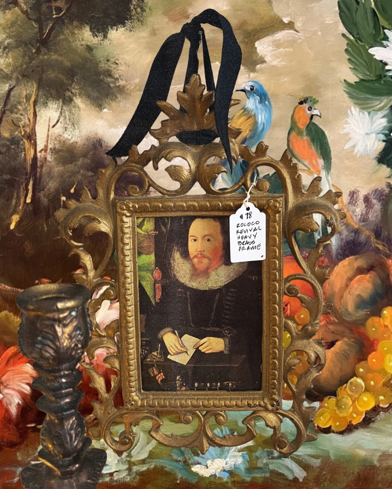 Rococo revival heavy brass frame, spotted hanging in a new antique shop in San Antonio.