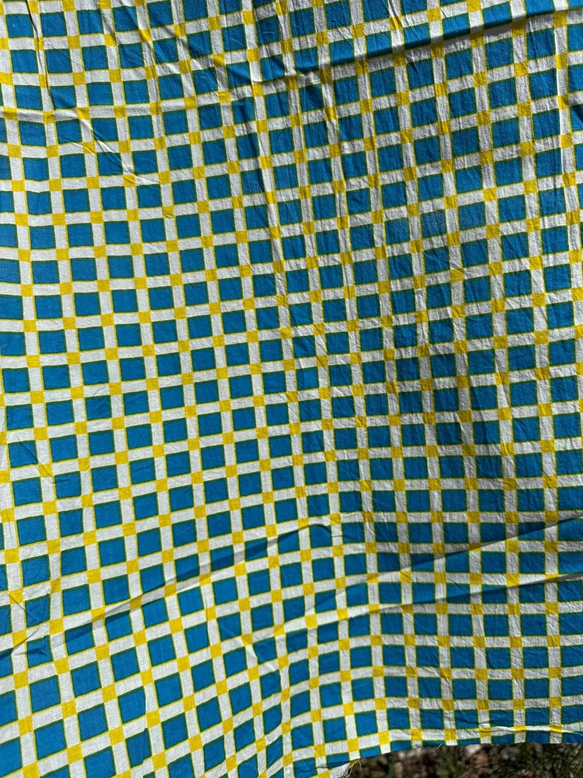 Block Party Bites (Azure & Mustard) – Organic Cotton Fabric