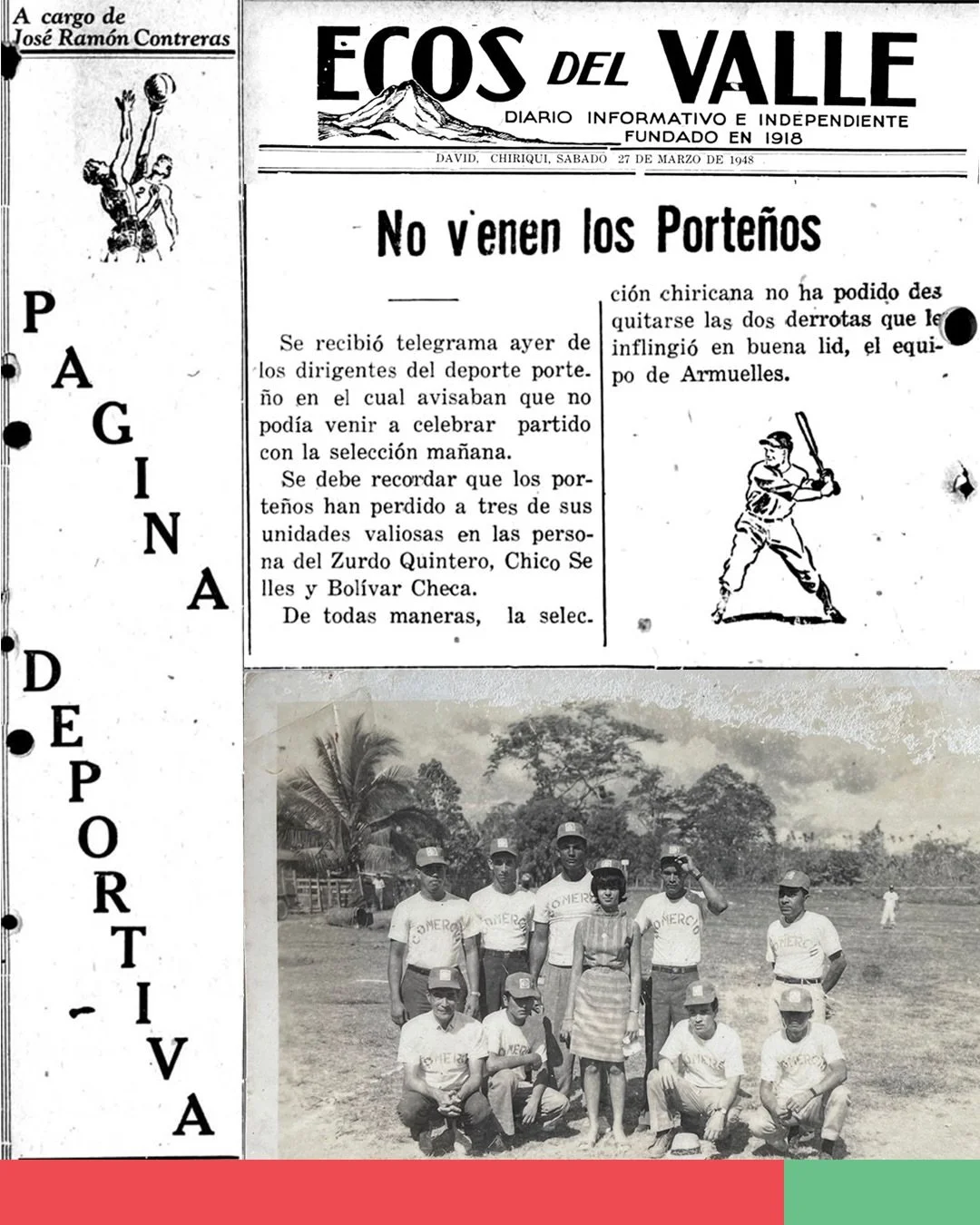 Para los fan&aacute;ticos de nuestra historia en el b&eacute;isbol, la cual se ha venido cultivando desde la d&eacute;cada del 40, hoy les compartimos una publicaci&oacute;n del peri&oacute;dico Ecos del Valle (a&ntilde;o 1948) de su P&aacute;gina De