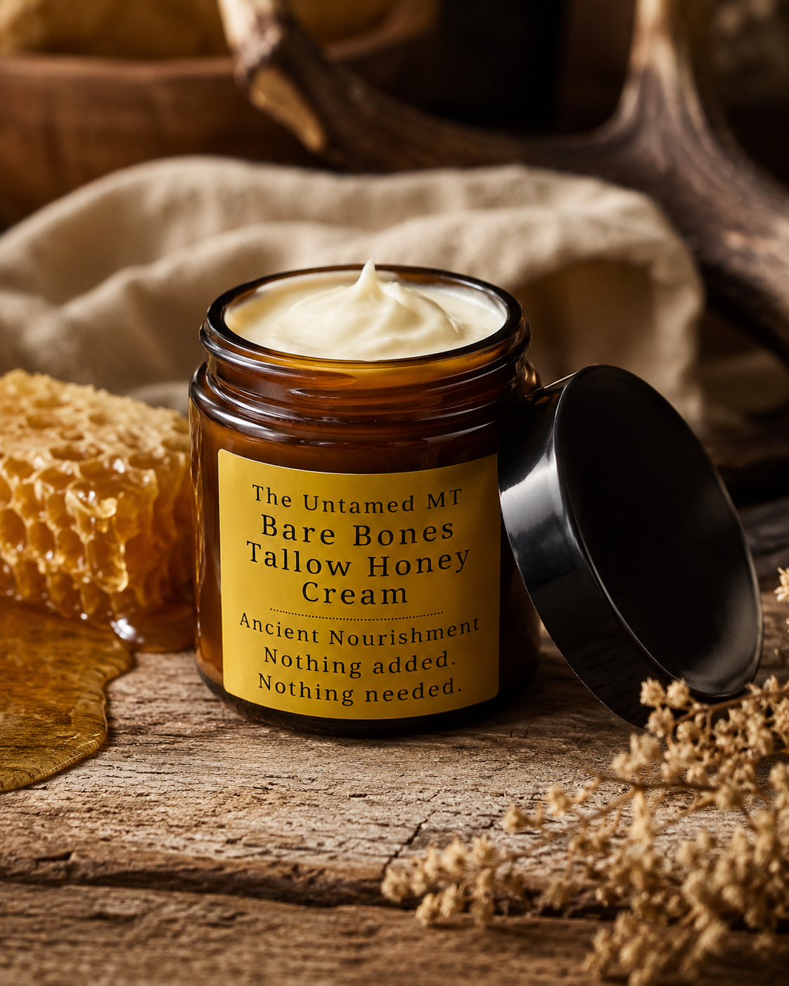 The Untamed MT Bare Bones Tallow Honey Cream 4oz