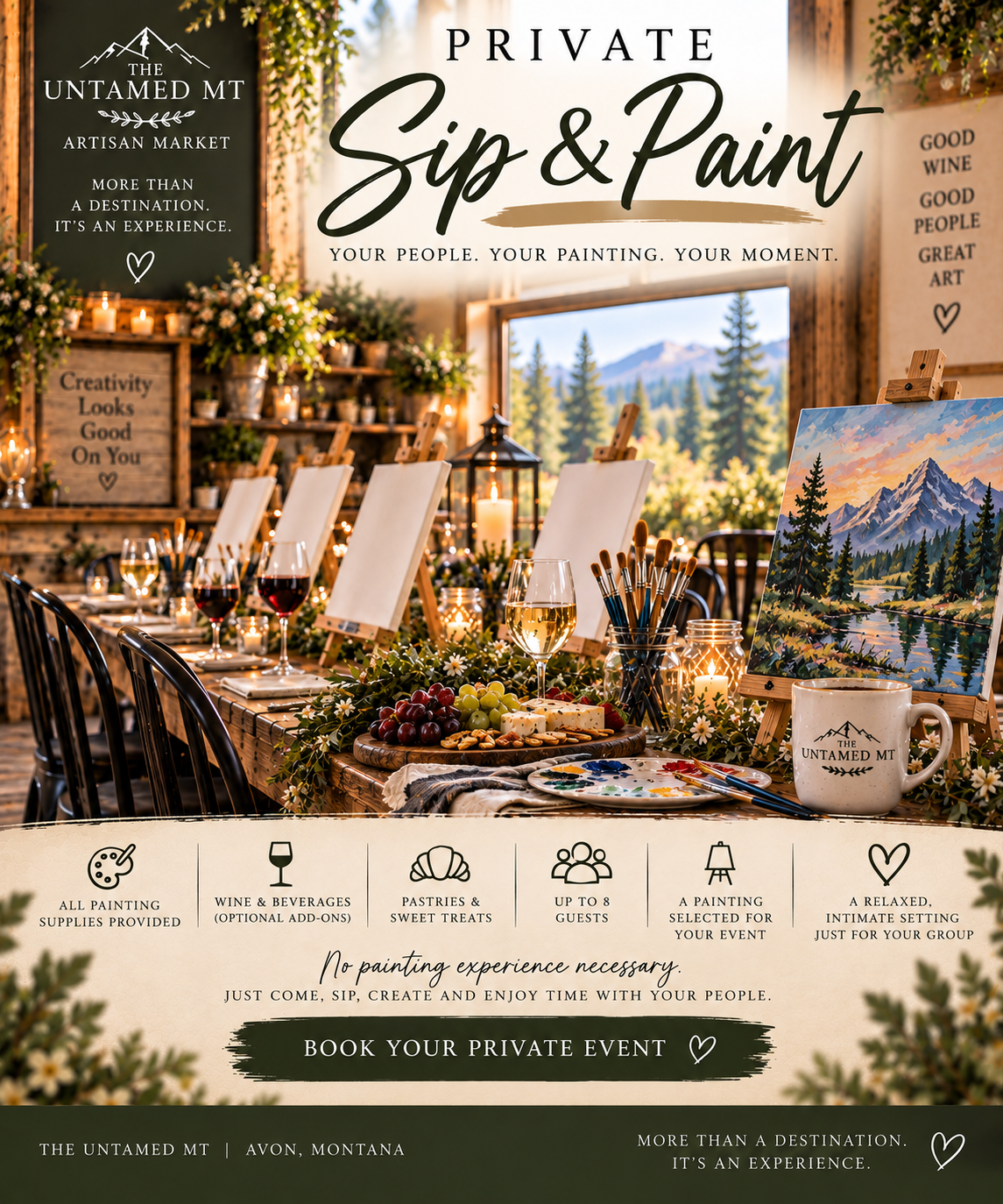 🍷🎨 Private Sip & Paint at The Untamed MT