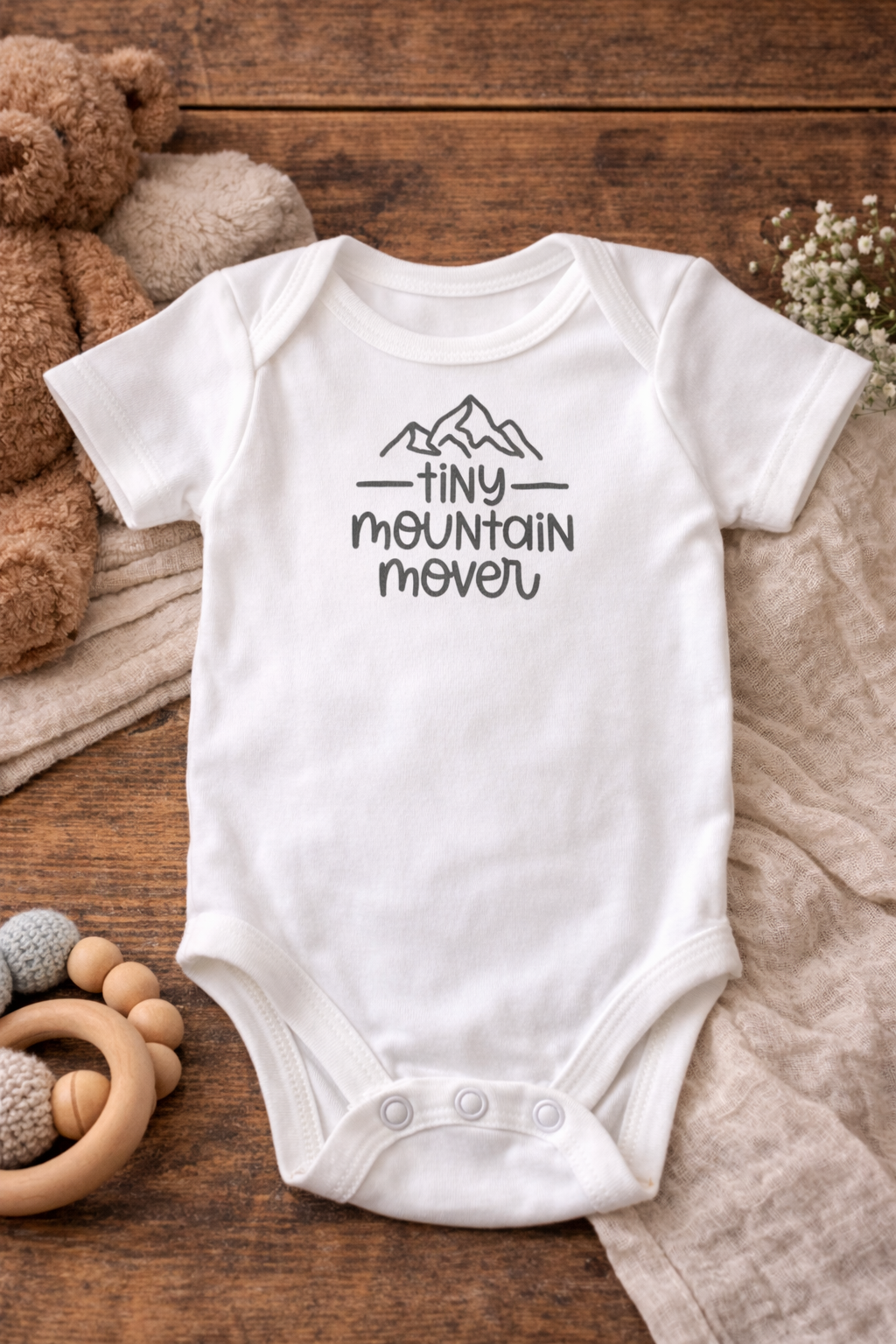 "Tiny Mountain Mover" Baby Onesie