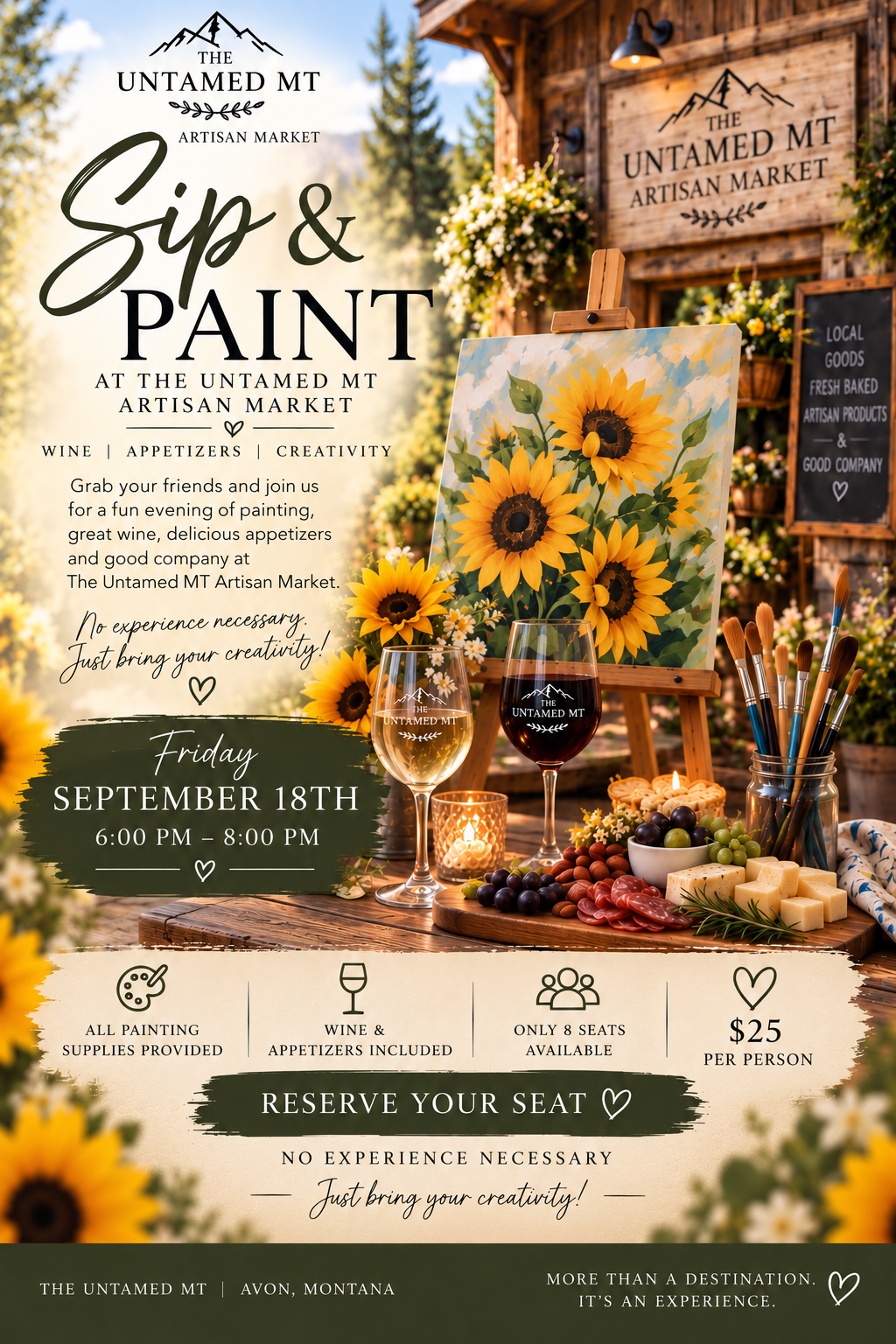 🌻 September 18th Sip & Paint: Sunflowers