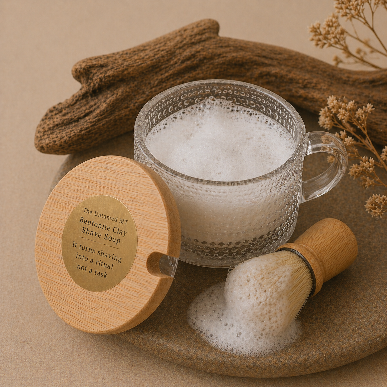 bentonite clay shave soap suds and brush.png
