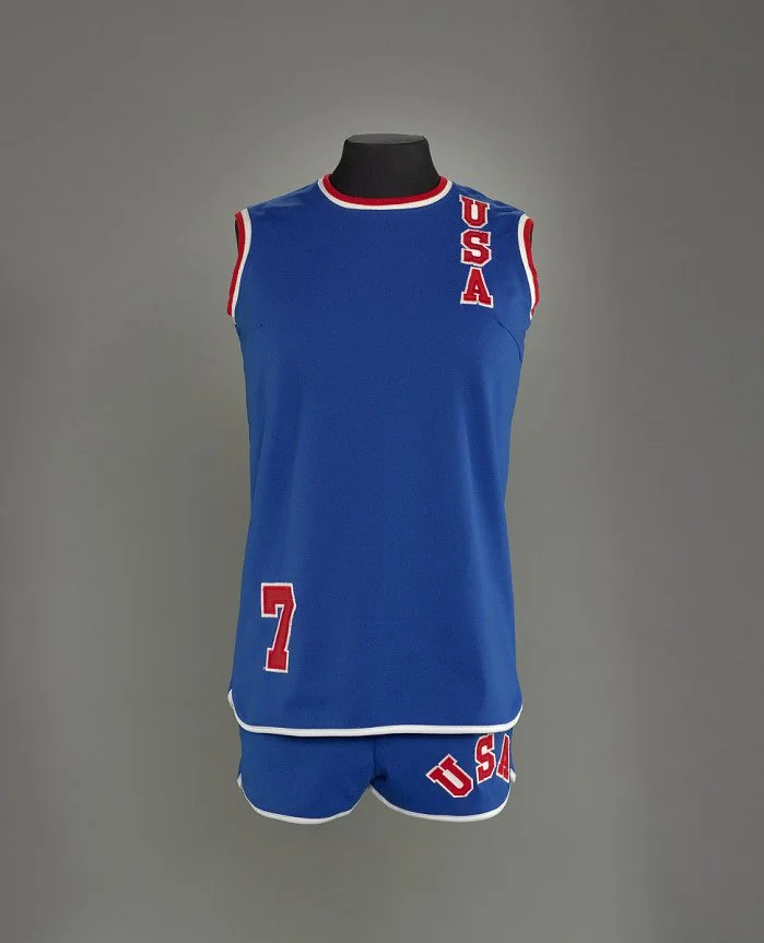 Olympic uniform jersey and shorts worn by Lusia Harris