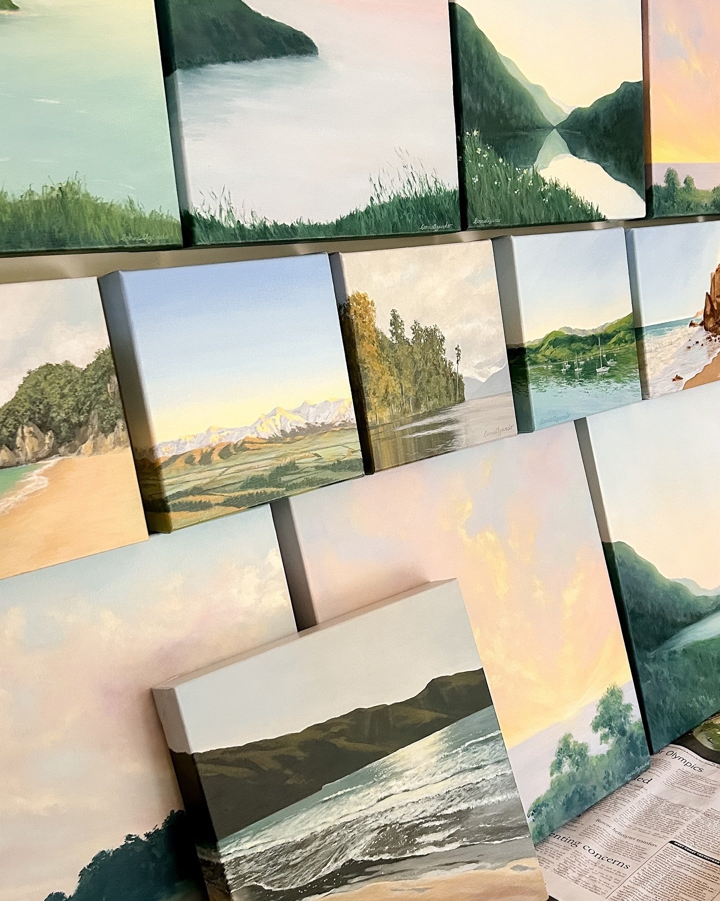 Some of the beautiful art coming with me to Art in the Park Greymouth. Next Saturday &amp; Sunday from 10am at Greymouth High School. ✨

#artintheparkgreymouth #nzartist #oillandscapepainting #acryliclandscapepainting 
#paintingnzlandscapes #naturepa
