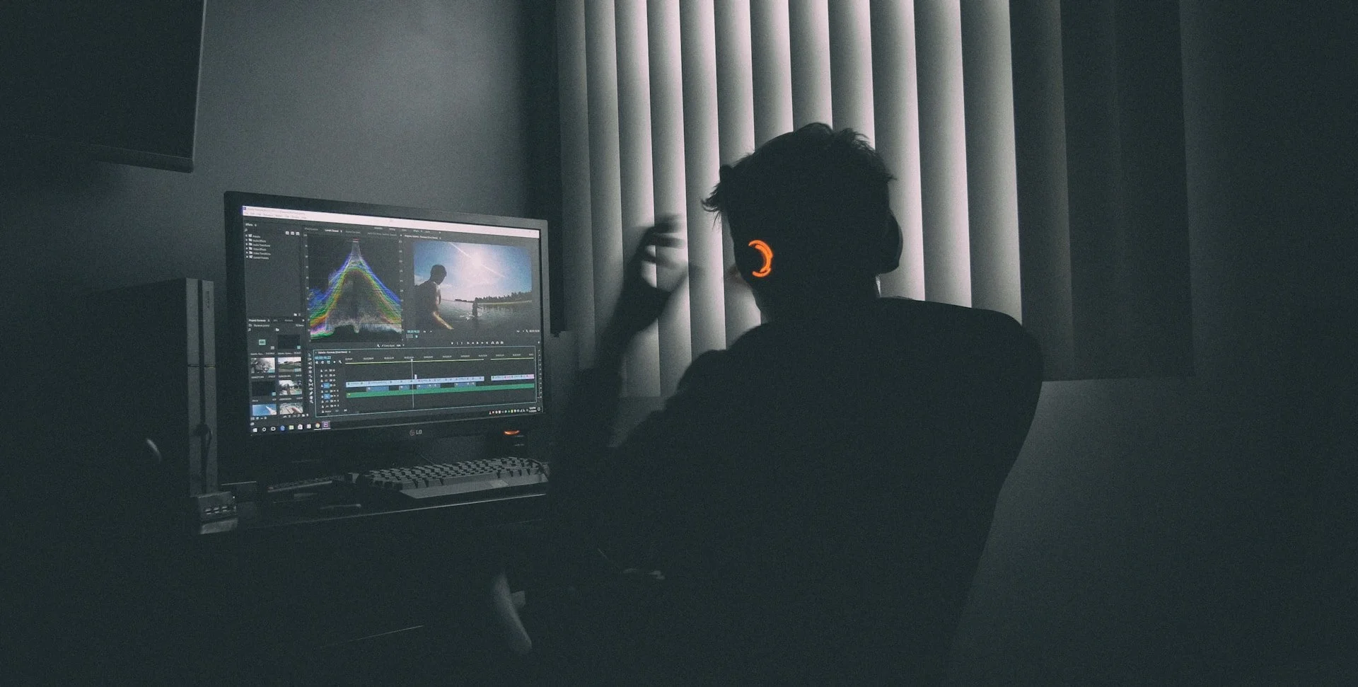Professional video editing and post-production workspace