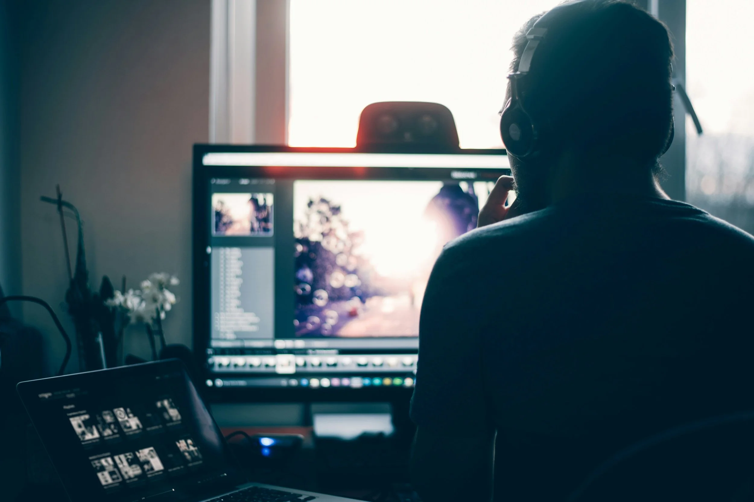 Professional video editing workspace for content creators.