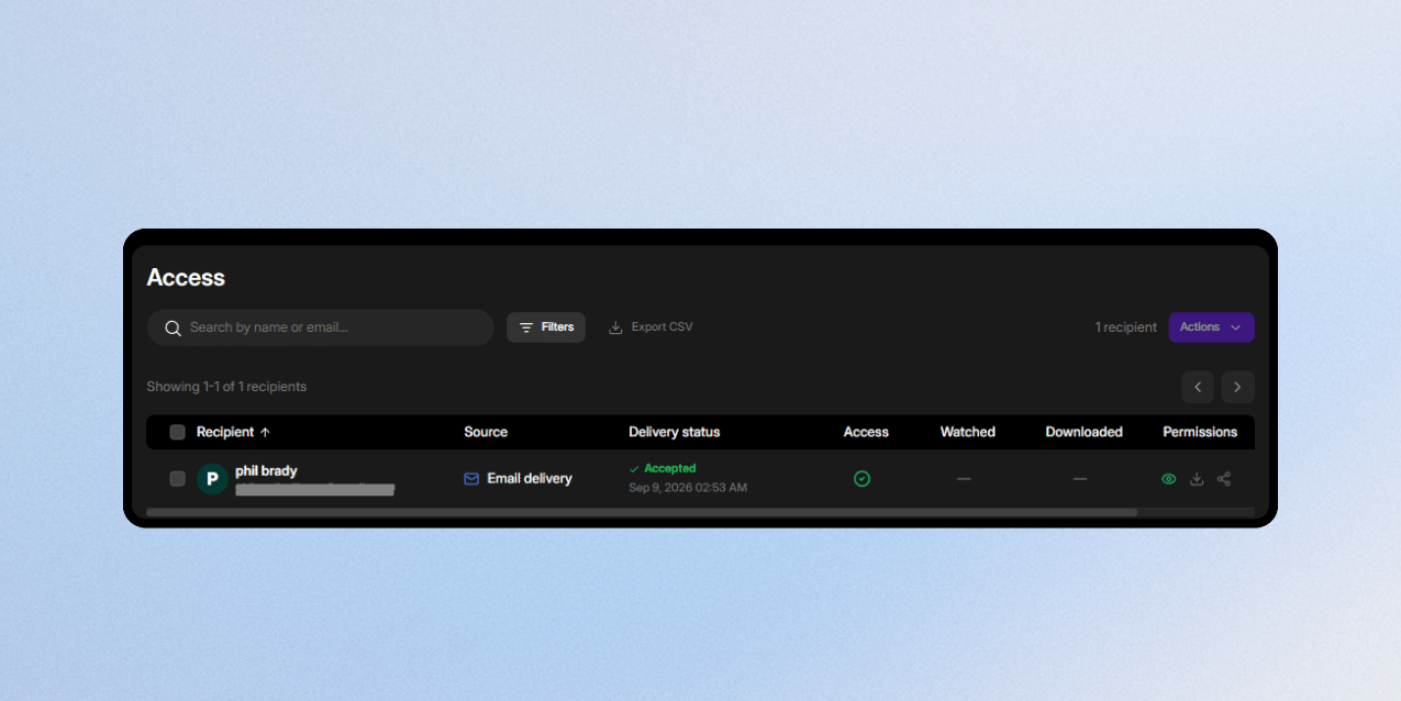Export recipient and buyer lists as CSV.