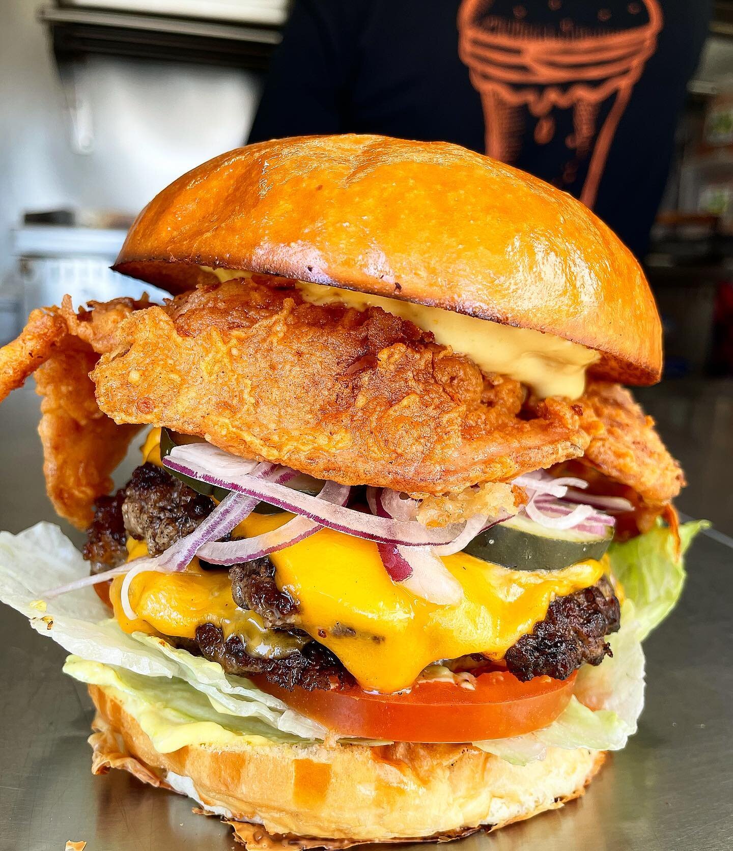 Speaking easy with the Goopy Goober Burger. Southern-fried bacon and goop sauce, double patty makes it a party! This weekend only, come and get it!#burgersandbrews #burgerholic #beerstagram #burgeroftheweek #burgers #thelittlefoodtrailerthatcould #or