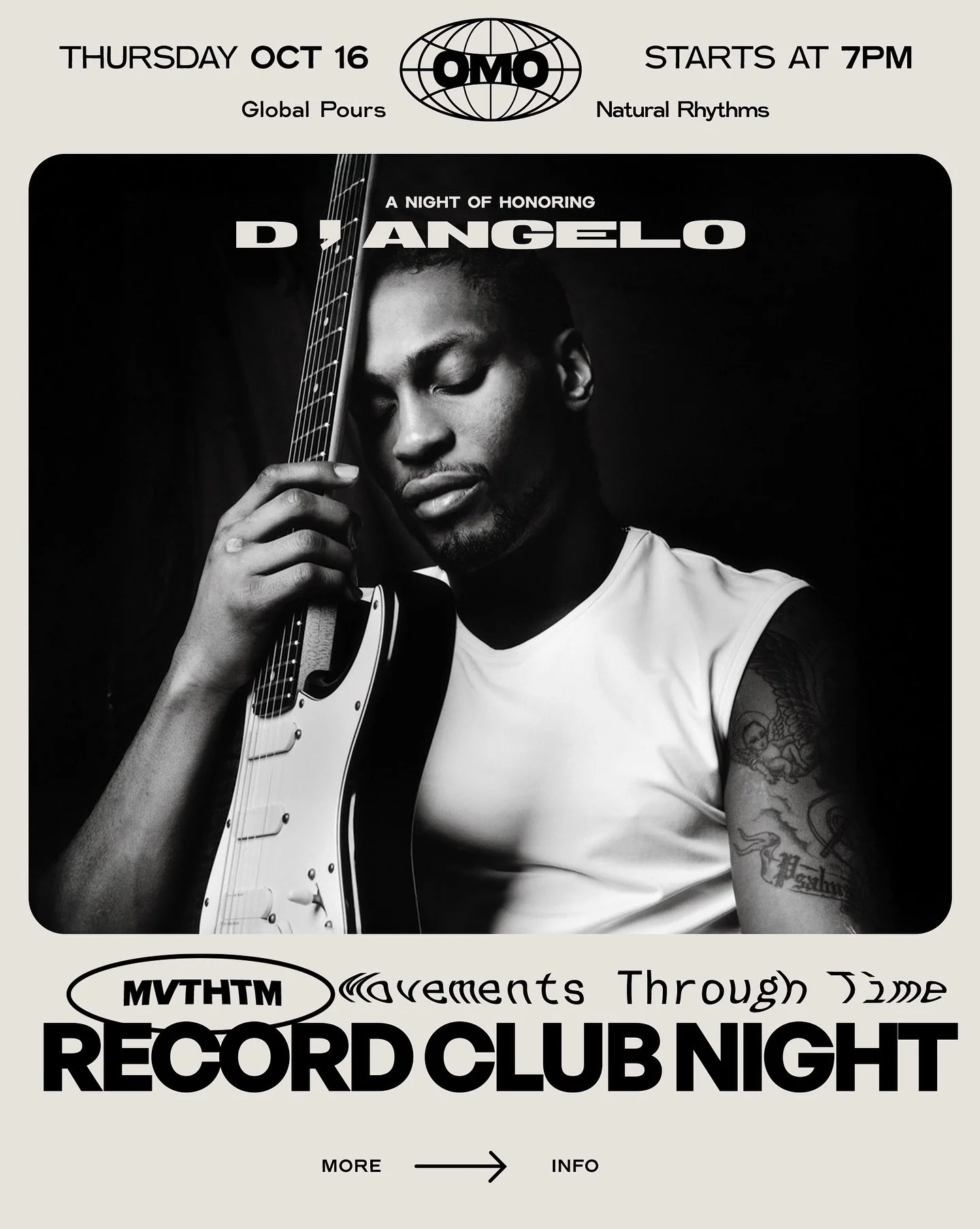 We had already planned to feature D&rsquo;Angelo&rsquo;s Voodoo for this month&rsquo;s Record Club &mdash; and now learning of his passing, this night now carries even deeper meaning.

We&rsquo;ll be celebrating and honoring the full arc of his artis