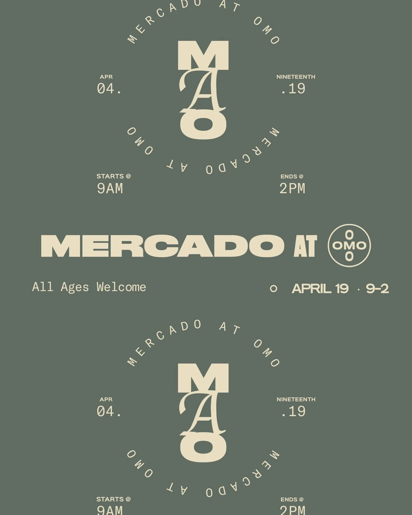 Mercado at Omo &bull; Day 03 of Anniversary Weekend

Shop local brands and sip a mimosa or michi!

All Ages Welcome &bull; Sectioned 21+ Patio. 

Vendors &darr;
Coffee by @riffcoffeeco 
Bangs &amp; Face Framing by @amburgesssa 
Apothecary by @mothers