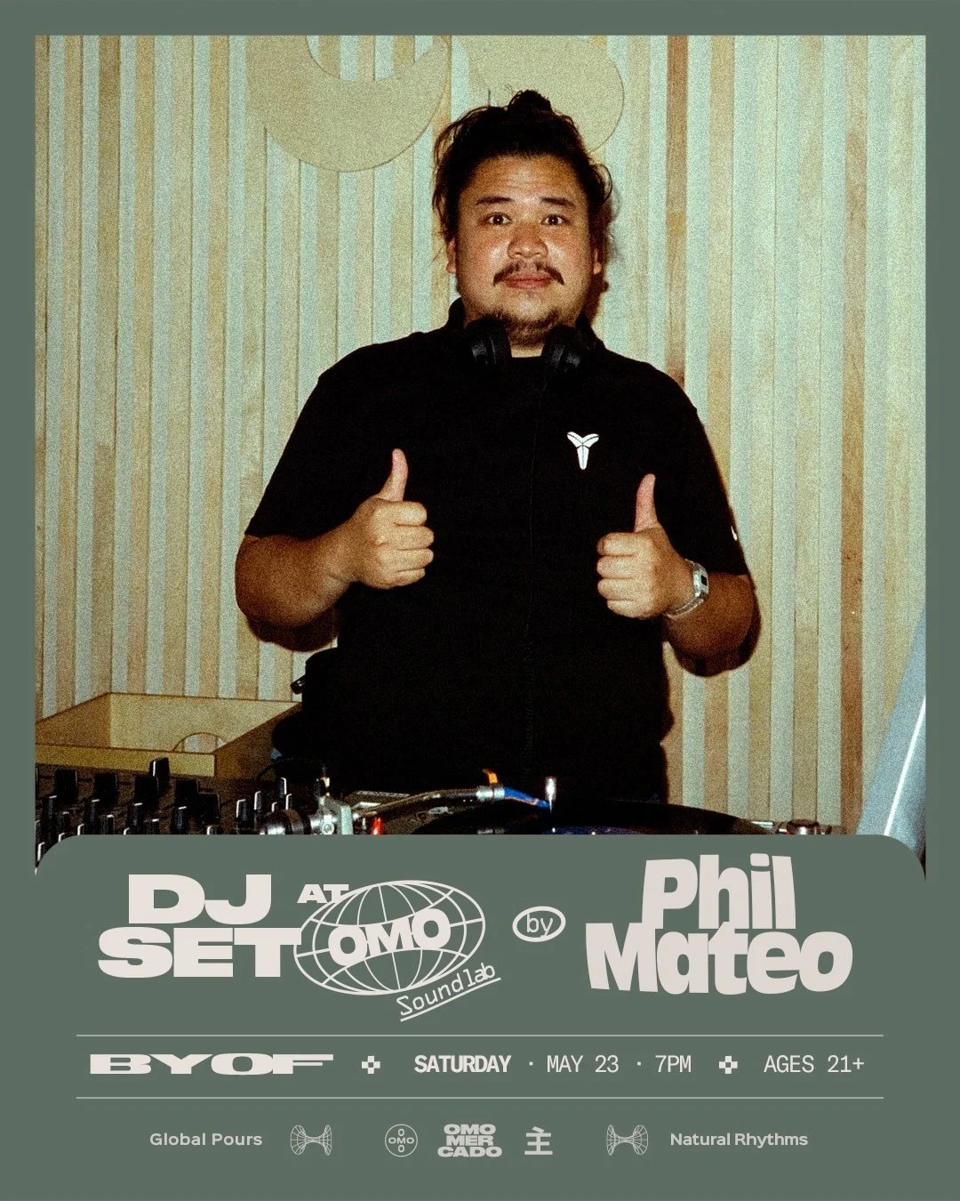 Phil Mateo takes over Omo 𝗦𝗼𝘂𝗻𝗱 𝗟𝗮𝗯 with a DJ set built for the room &bull; steady rhythms, audio hugs, and late-night moves. Natural Wine &amp; Beer will be flowing!

This Saturday, we open at 5PM.
A slight shift in hours, just this Saturday