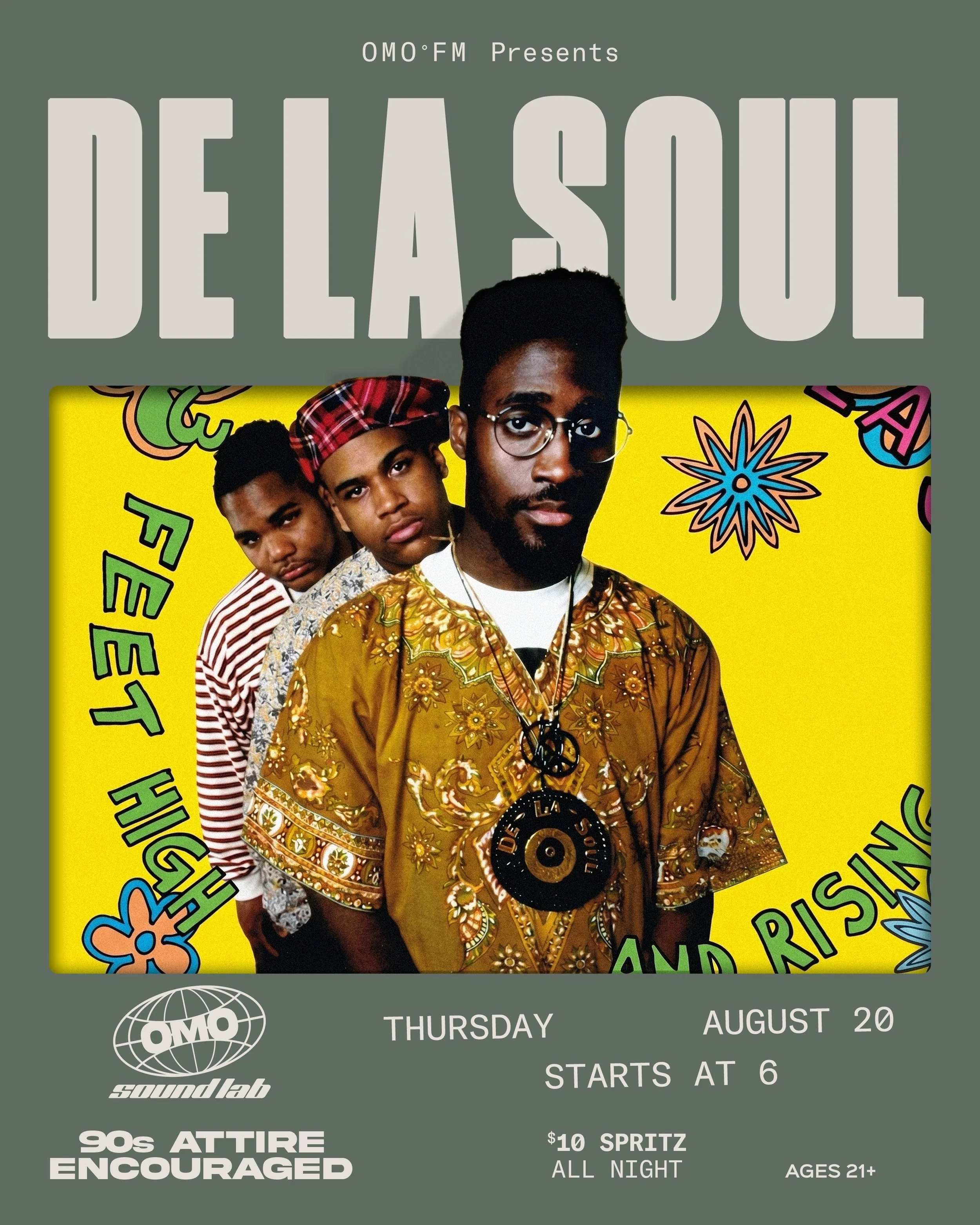 𝙾𝙼𝙾&deg;𝙵𝙼 Presents &middot; DE LA SOUL

Next up on 𝙾𝙼𝙾&deg;𝙵𝙼: De La Soul. Before phones lived in our hands, you had to be in the room. DJs worked the decks, needles skipped, scratches cut through the speakers, and somebody always knew som