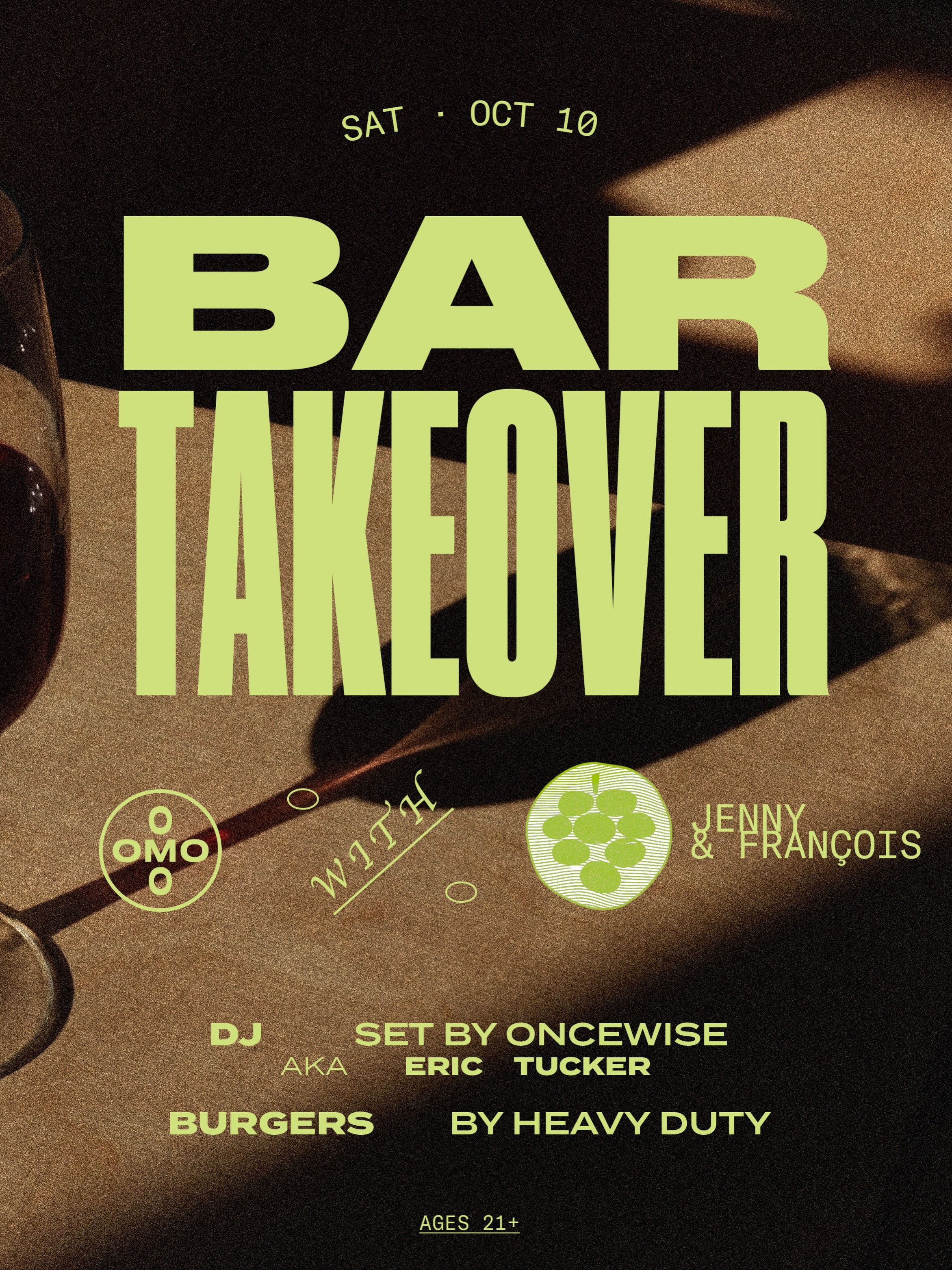 Tomorrow &bull; Bar Takeover by @jennyfrancois &bull; DJ Set by @once_wise &bull; Burgs by @heavydutyburger 

See you there. 

#omomercado