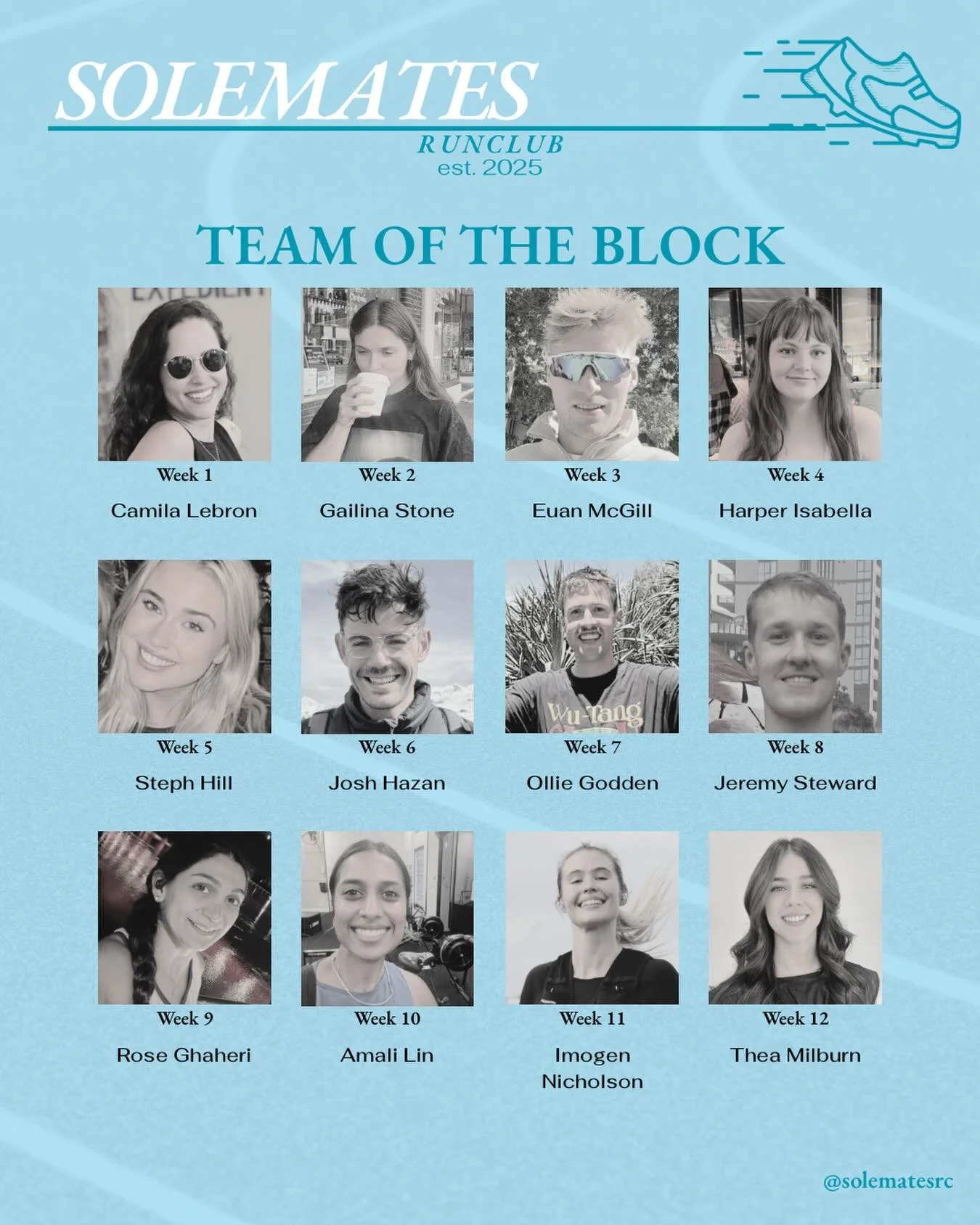 Our &lsquo;SOLEMATES of the week&rsquo; for this block 🔥
12 weeks of showing up and putting in the work. 

SOLEMATES of the week are those who go the extra mile (pun intended🤪) They put in the work by pushing themselves and lifting everyone around 