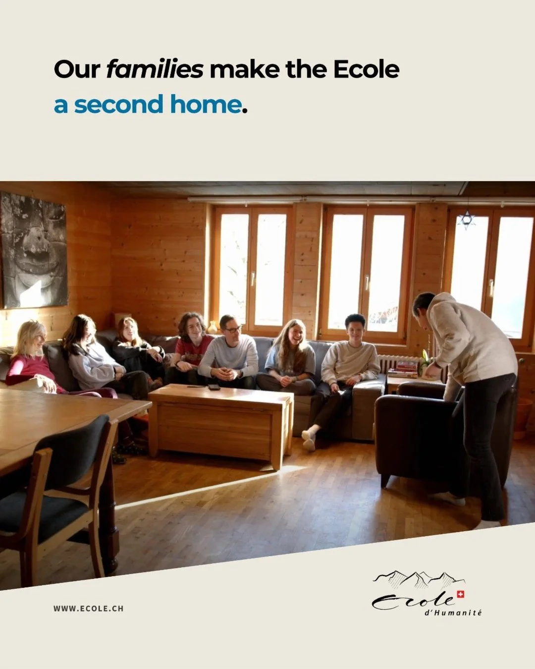 🏡 A second home in the mountains

At the Ecole d&rsquo;Humanit&eacute;, our mixed-age chalets are more than just places to live &ndash; they&rsquo;re vibrant communities. Students of all ages live together, share everyday moments, and form close fri