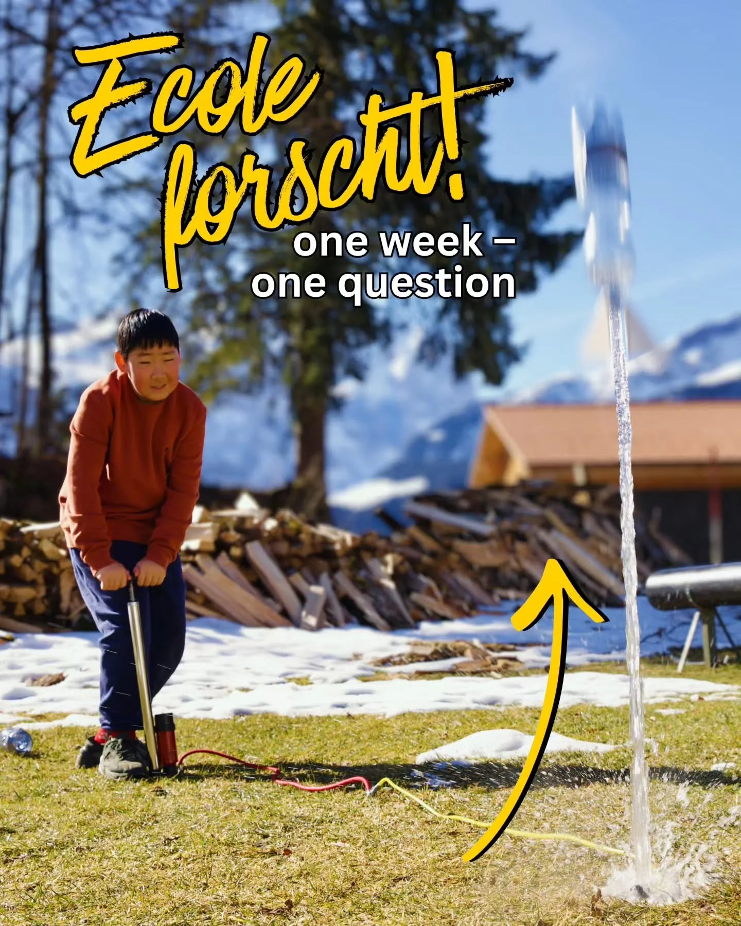 During Ecole forscht, Swiss system students spend one week investigating a question of their own choice.

This week Alan, one of the youngest Ecolianers, explored what makes a water rocket most effective! He compared variables such as water volume, m