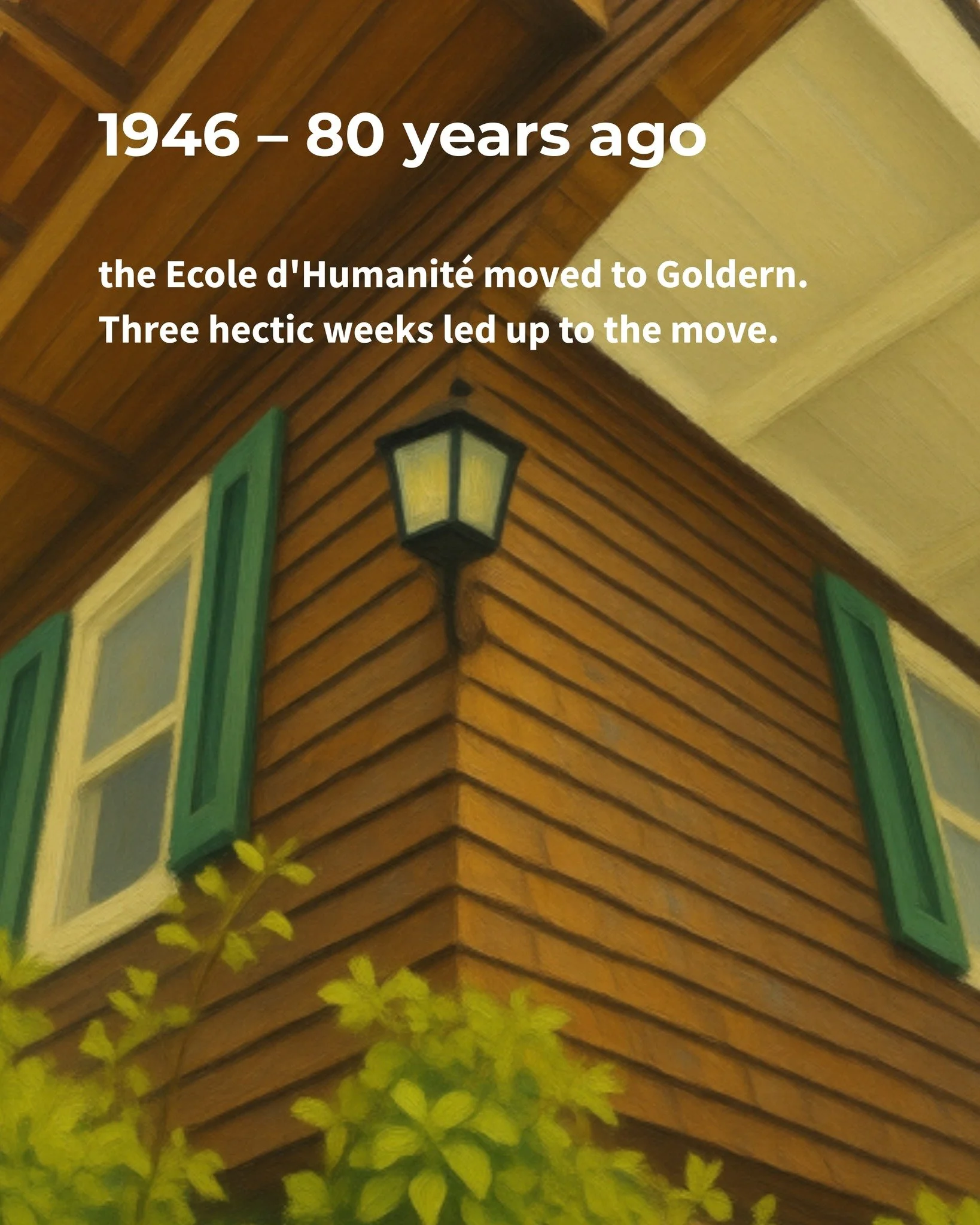 ↩️ Throwback Thursday

On this special Throwback Thursday, we travel back to May 1946.

In three hectic weeks, the Ecole received its school licence, founded a cooperative, signed a lease, and was rejected twice by the very village that would eventua
