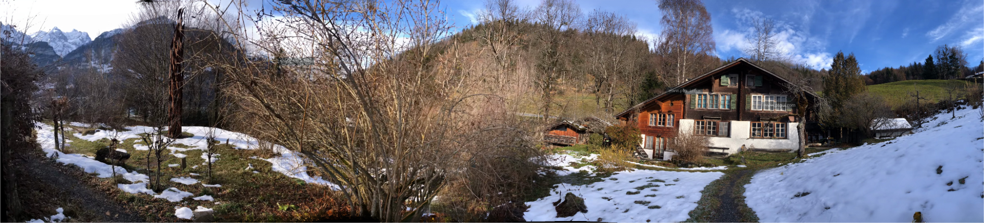 Students and adults gathered outdoors at night around a small decorated tree and table with candles and drinks, illuminated by purple lighting in a snowy setting.
