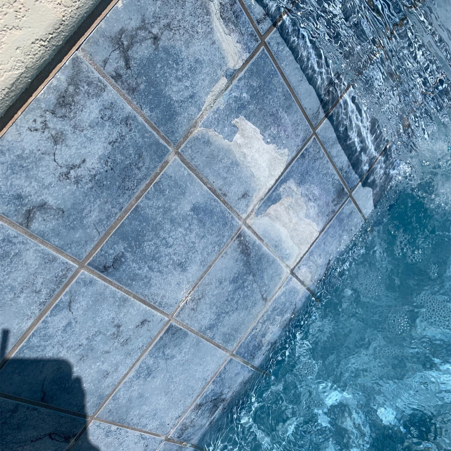 **swipe right to see after photo** If you have a pool guy or company and you have this on your pool tile you should fire them. This pool has some water features with this all around it. I promised the customer by the start of the third month of servi